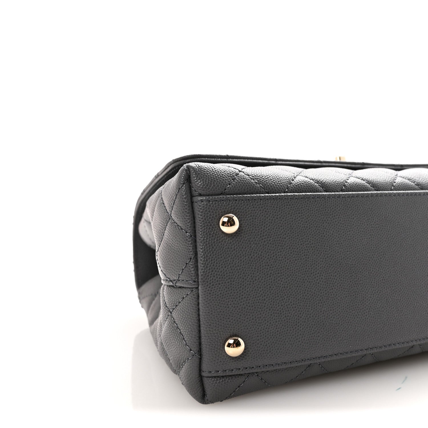 Caviar Quilted Small Coco Handle Flap Dark Grey
