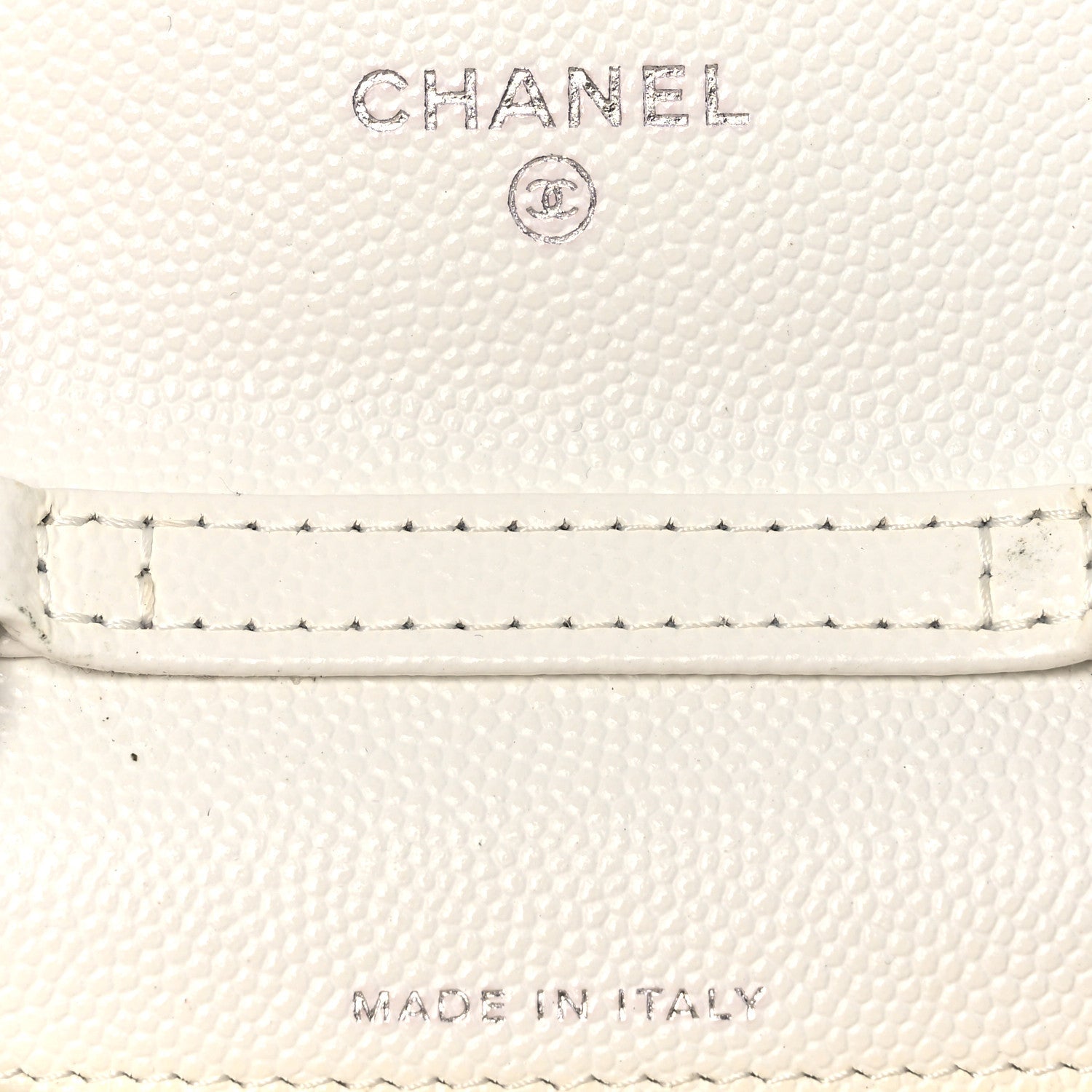 Caviar Quilted Enamel Coco Clutch With Chain White