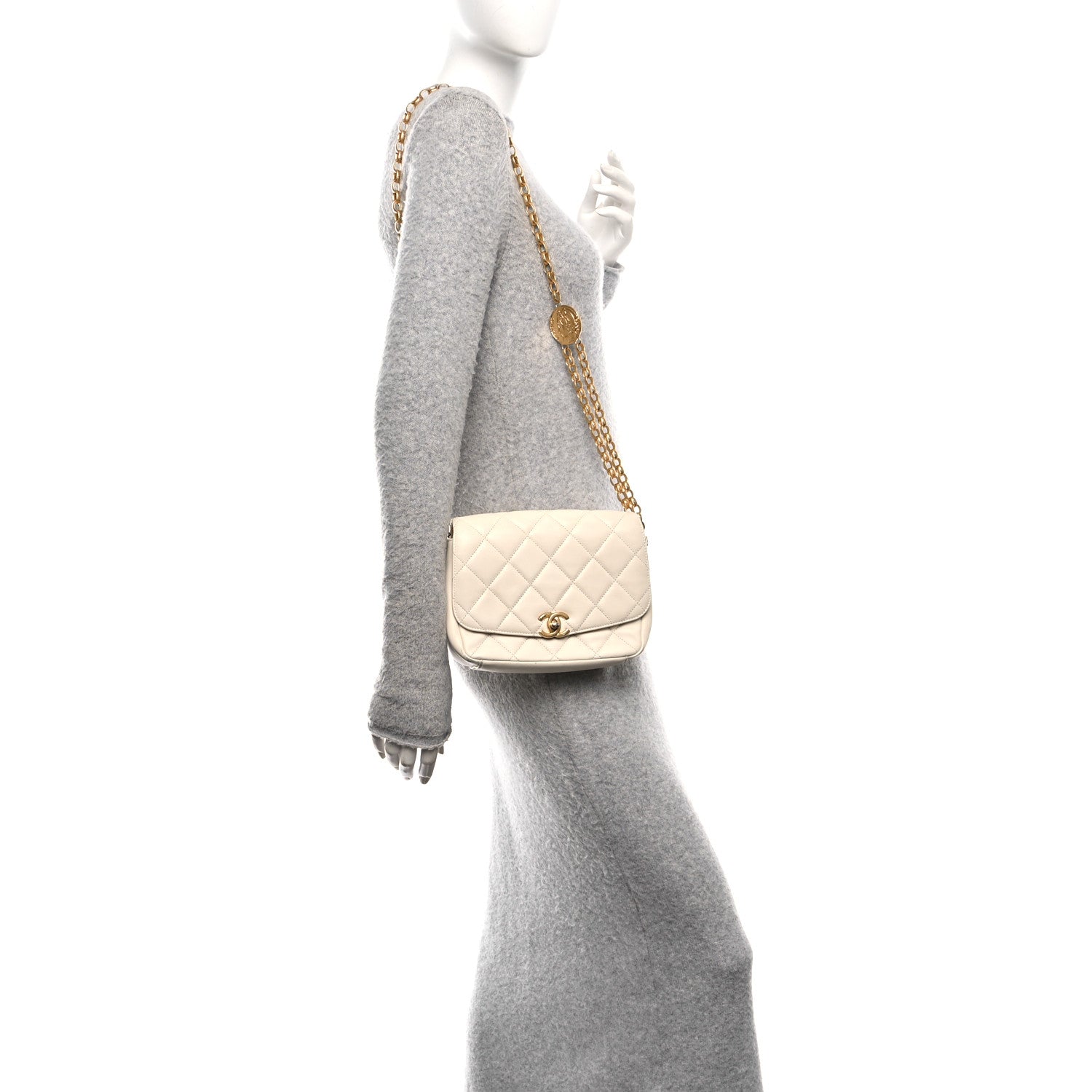 Lambskin Quilted CC Coin Flap Bag White