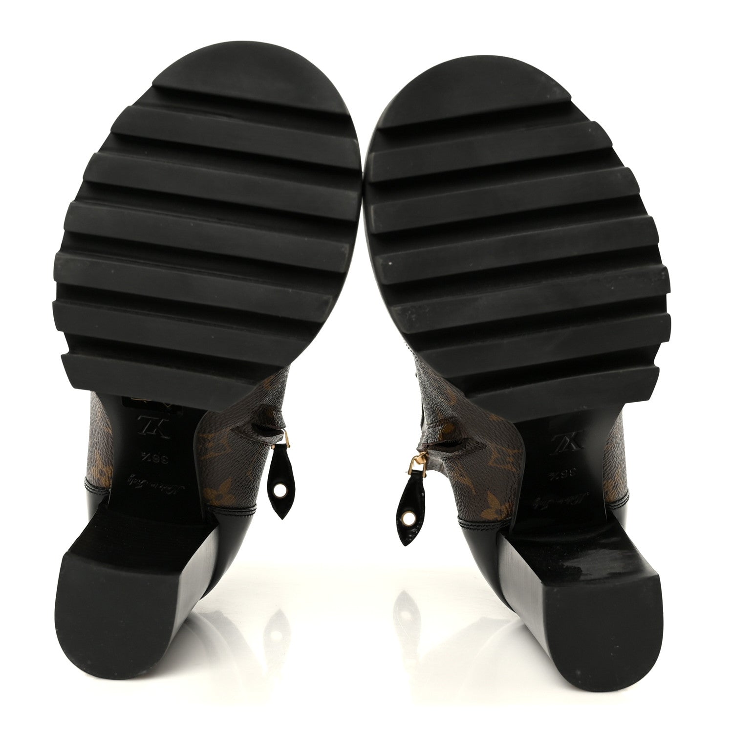 Patent Calfskin Monogram Star Trail Ankle Boots 36.5 Black