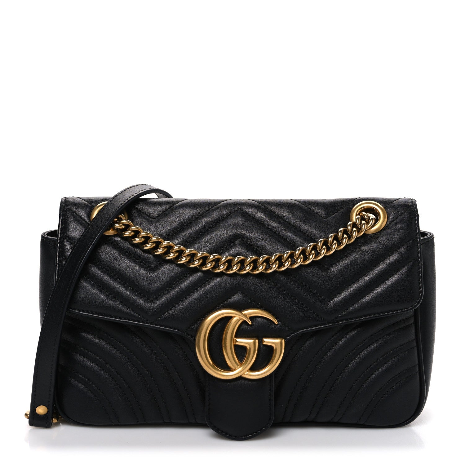 Calfskin Matelasse Small GG Marmont Shoulder Bag Black