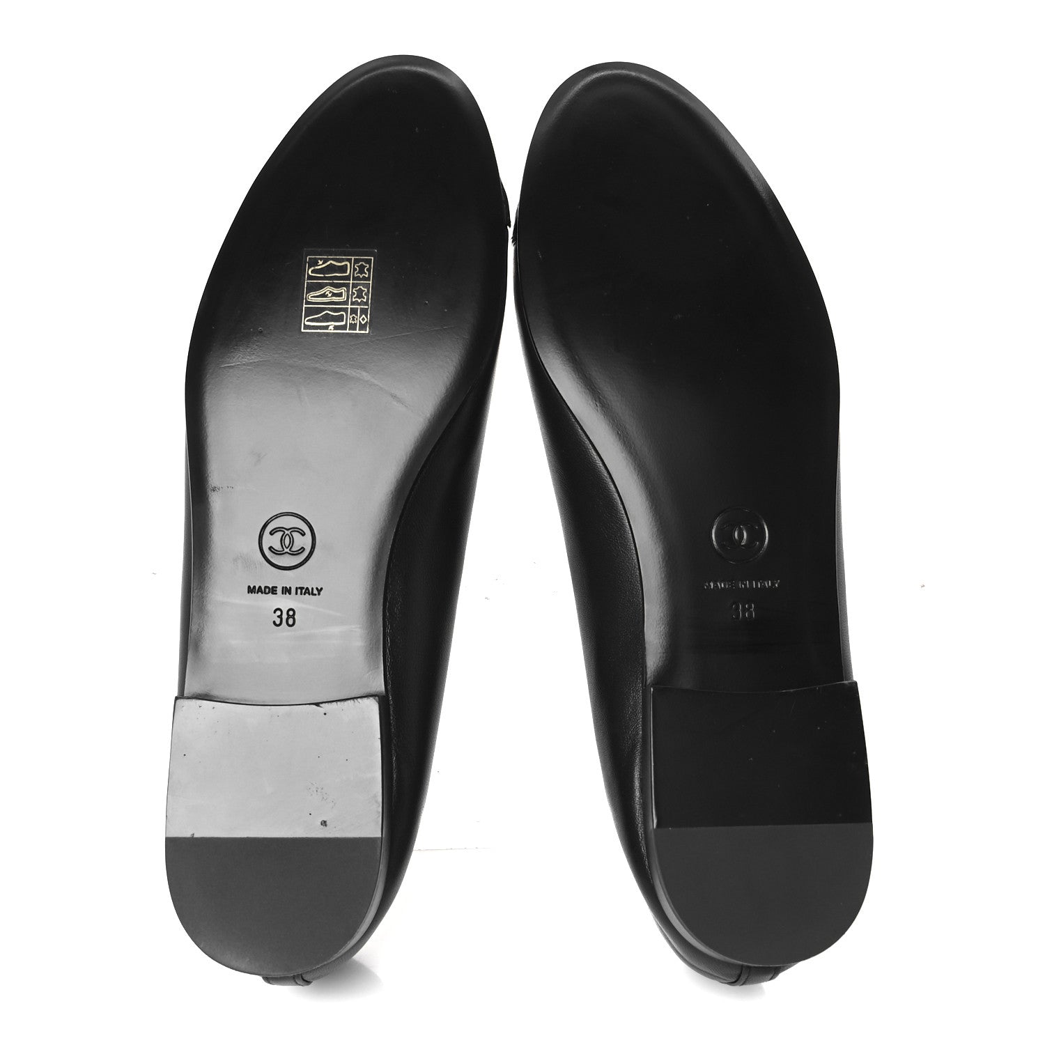 Lambskin Patent Cap Toe Ballerina Flats 38 Black
