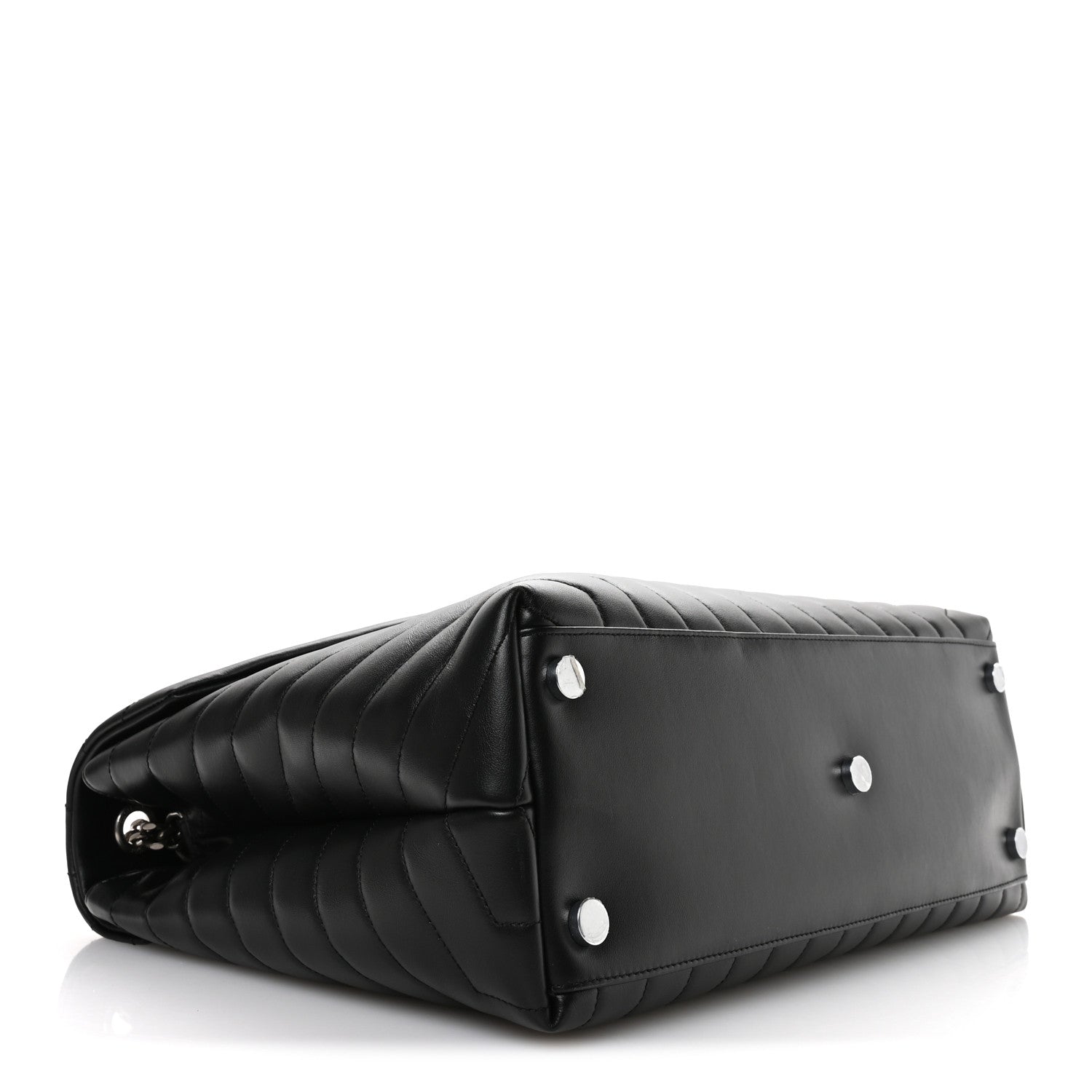 Calfskin Y Quilted Monogram Large Loulou Chain Satchel Black