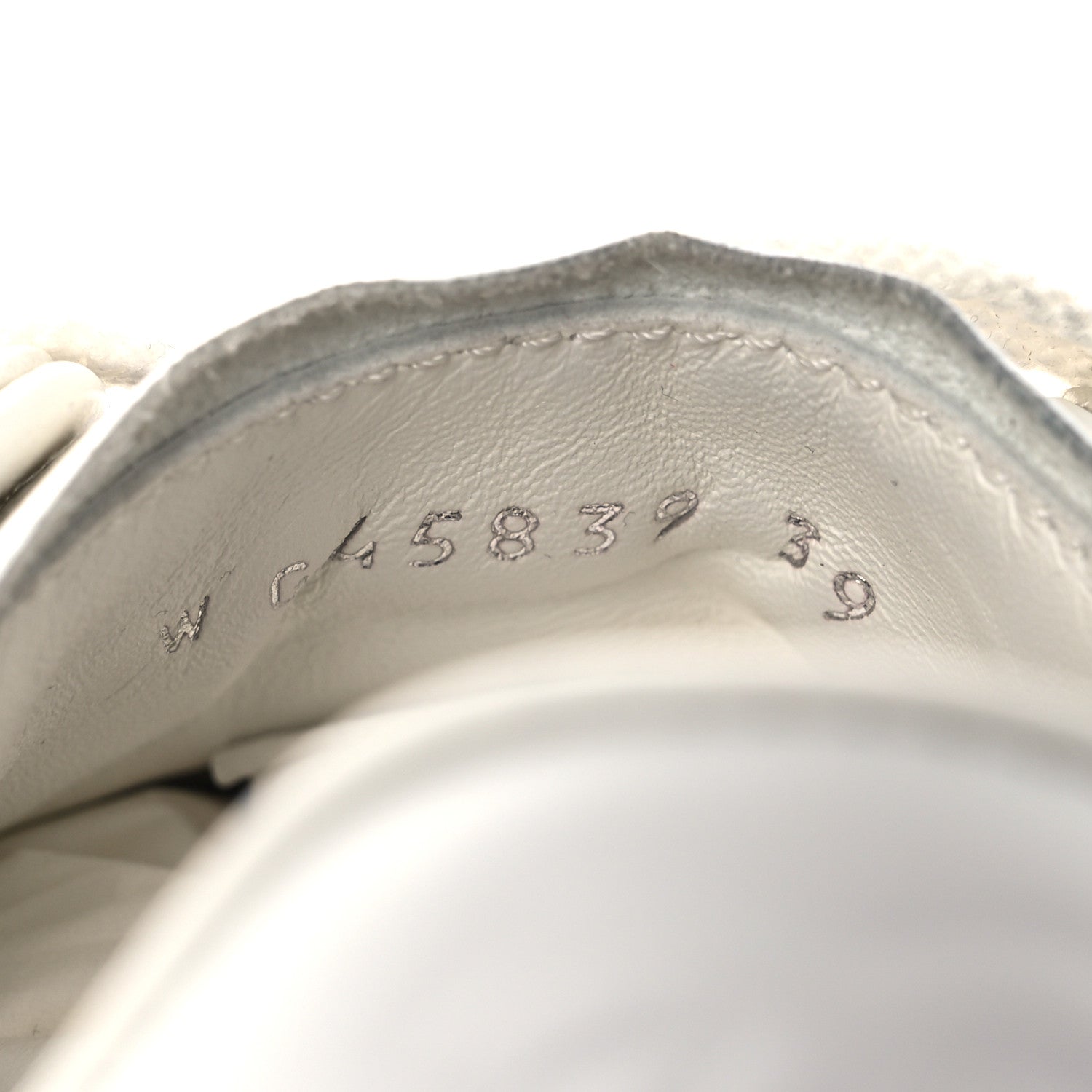 Laminated Calfskin Suede Quilted Womens CC Sneakers 39 Silver White