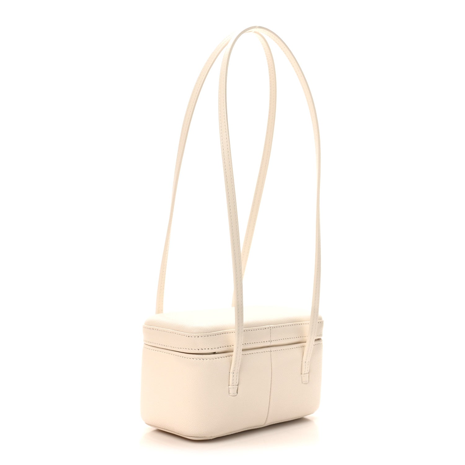 Shiny Caviar Preppy Coco Long Vanity With Strap White