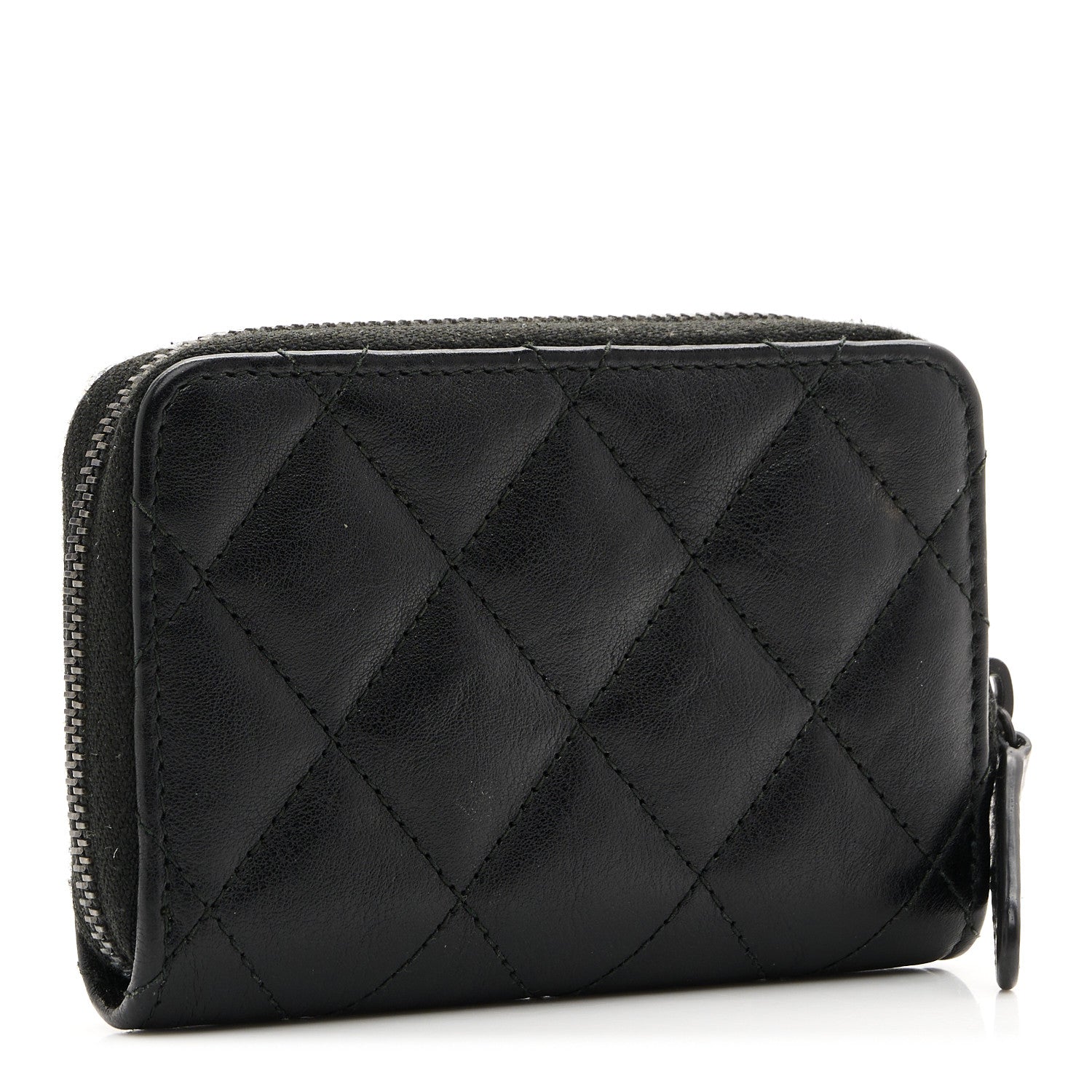 Lambskin Quilted Zip Coin Purse So Black