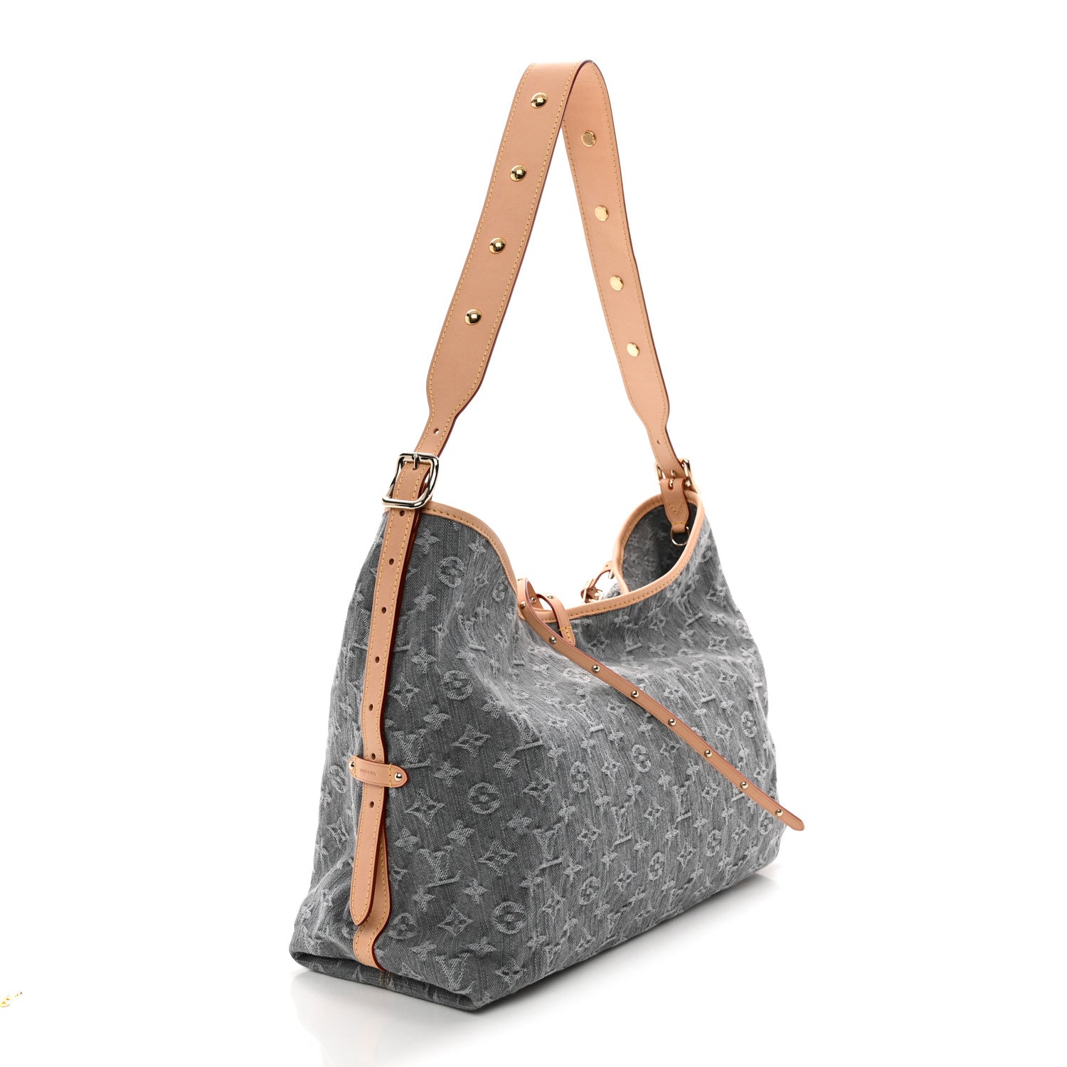 Monogram Denim CarryAll MM Washed Grey