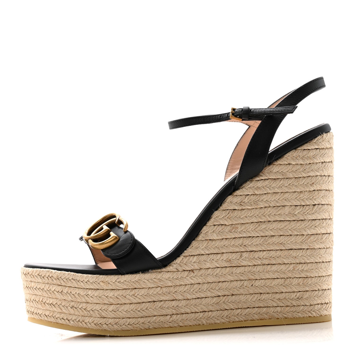 Nappa Matelasse GG Marmont Slingback Platform 45/130mm Espadrille Wedges 40 Black