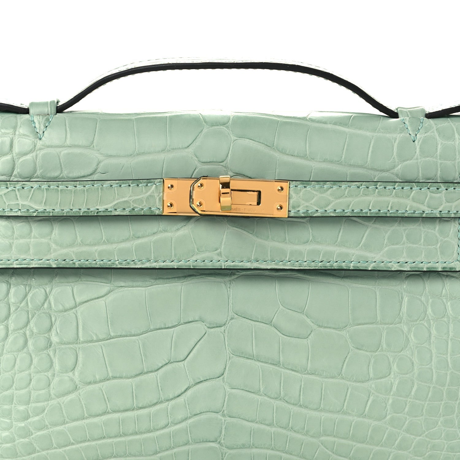 Matte Alligator Kelly Pochette Vert D'eau