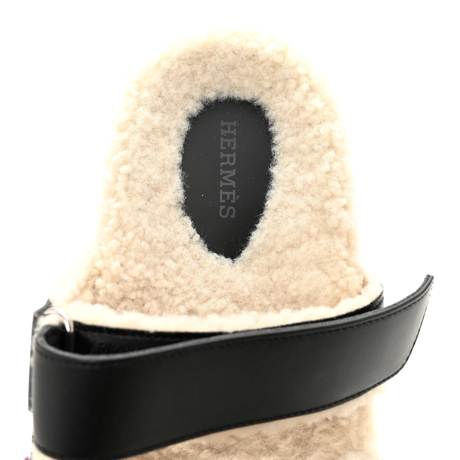 Calfskin Woolskin Womens Chypre Sandals 40 Black Ecru