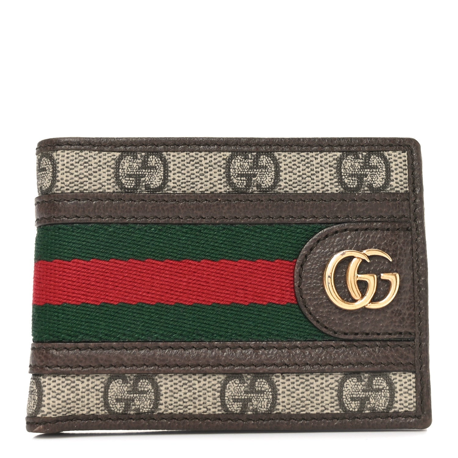 GG Supreme Monogram Web Mens Ophidia Bi-Fold Wallet Beige New Acero