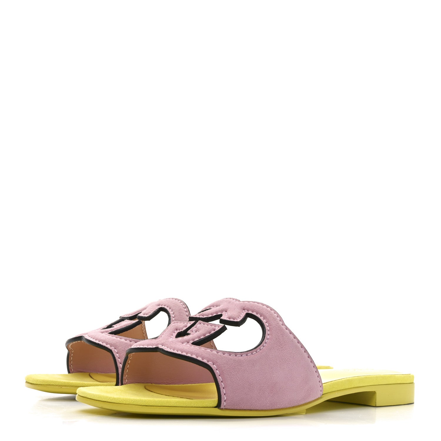 Kid Scamosciato Interlocking G Cut Out Slide Sandals 37 Dolly Pink