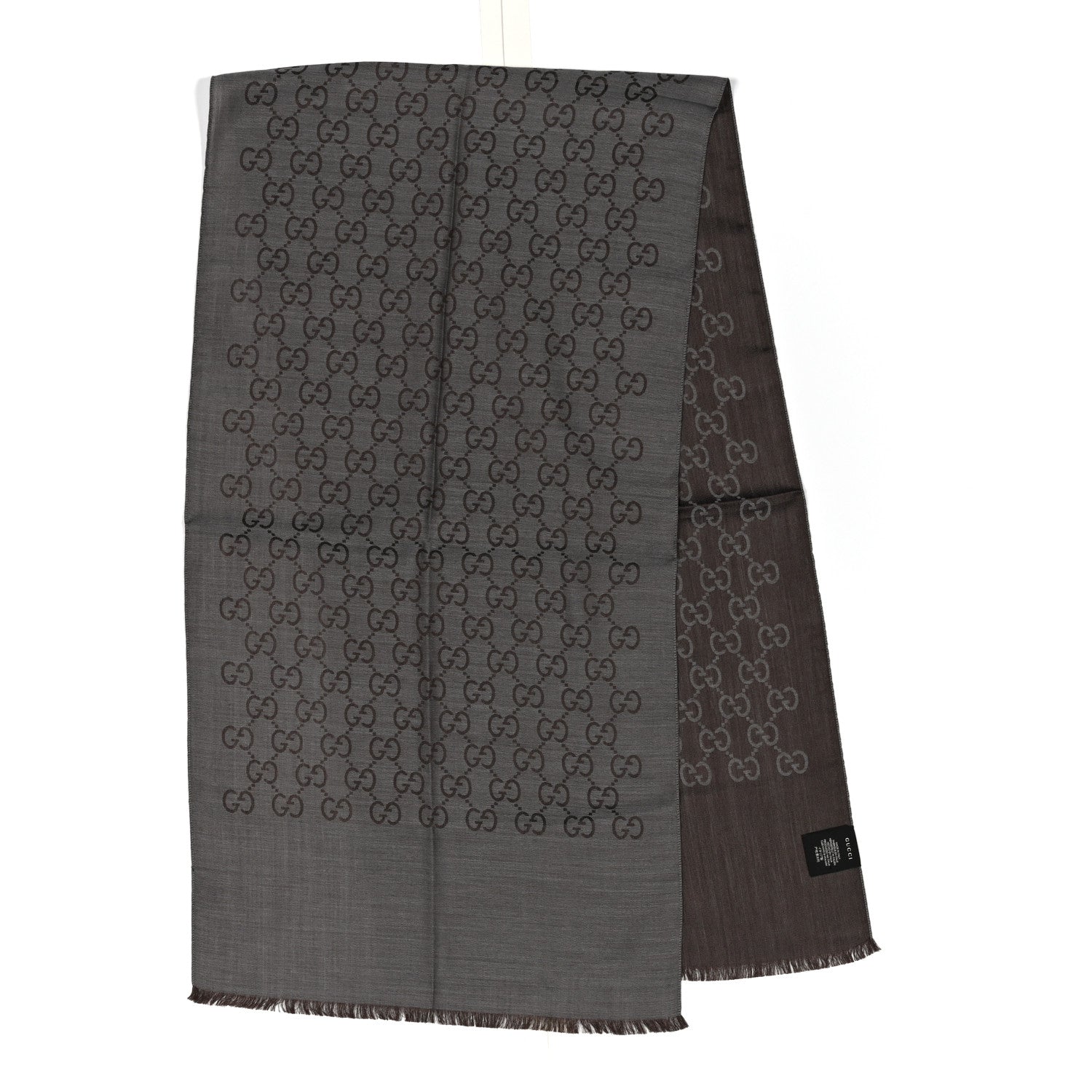 Wool Silk GG Monogram GGNat Scarf Dark Brown