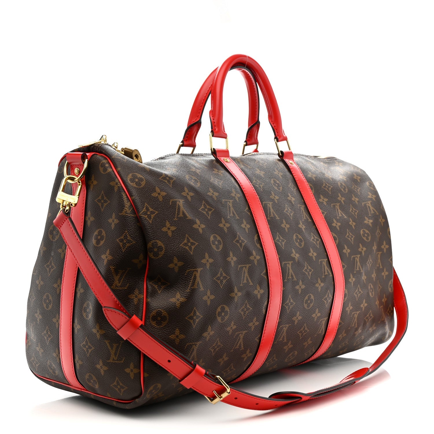 Monogram Macassar Keepall Bandouliere 50 Red