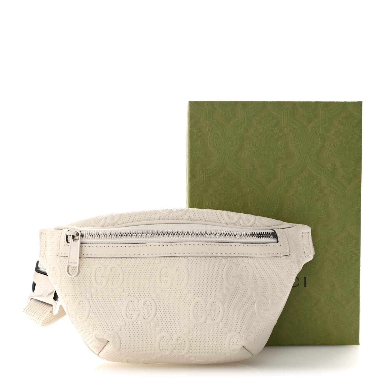 Calfskin GG Tennis Embossed Belt Bag Mystic White