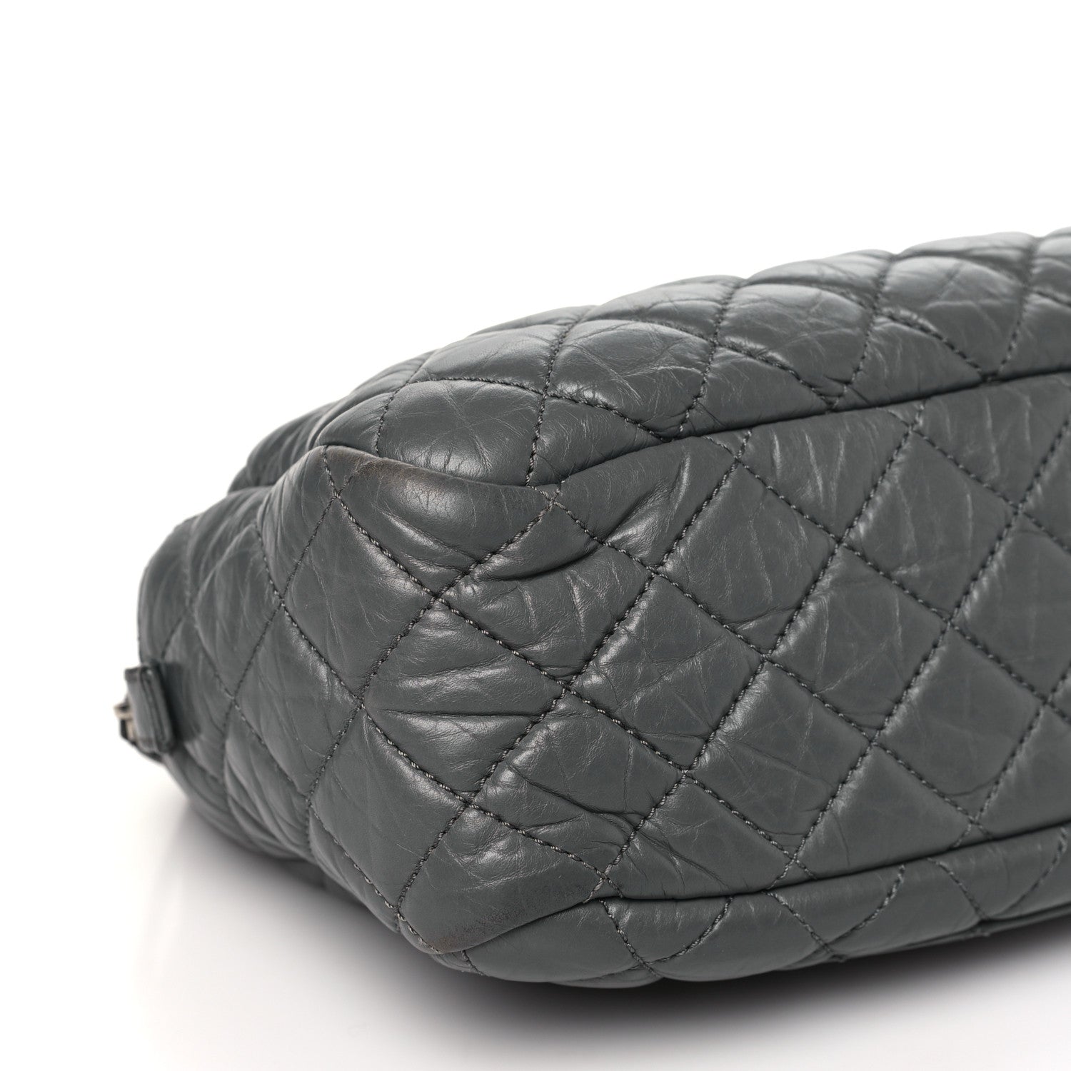 Aged Calfskin Quilted Medium Reissue Camera Case Grey