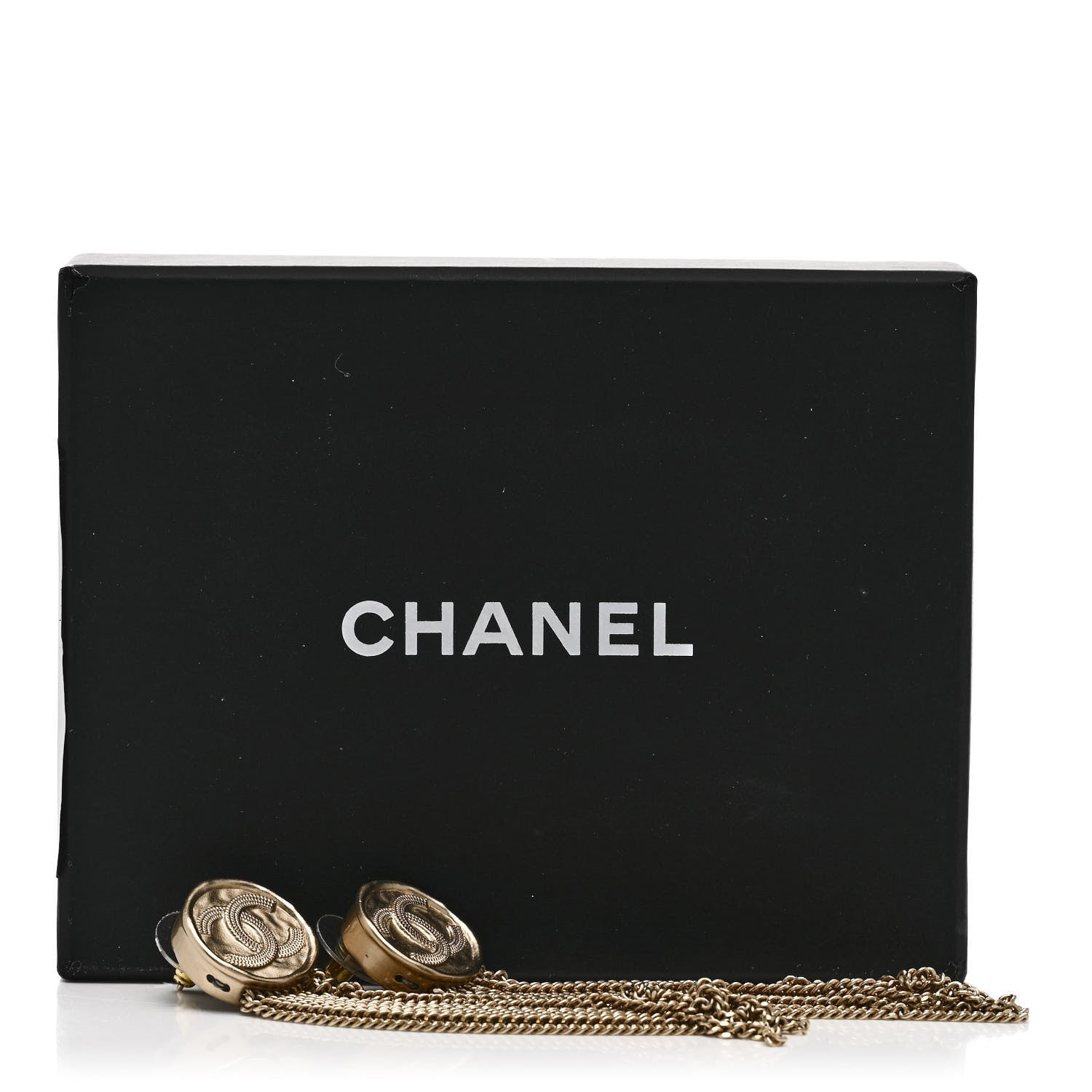 Metal CC Multi Strand Chain Drop Earrings Gold