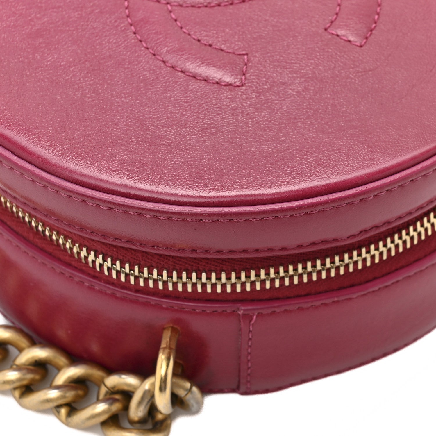 Glazed Calfskin Round As Earth Evening Bag Rouge