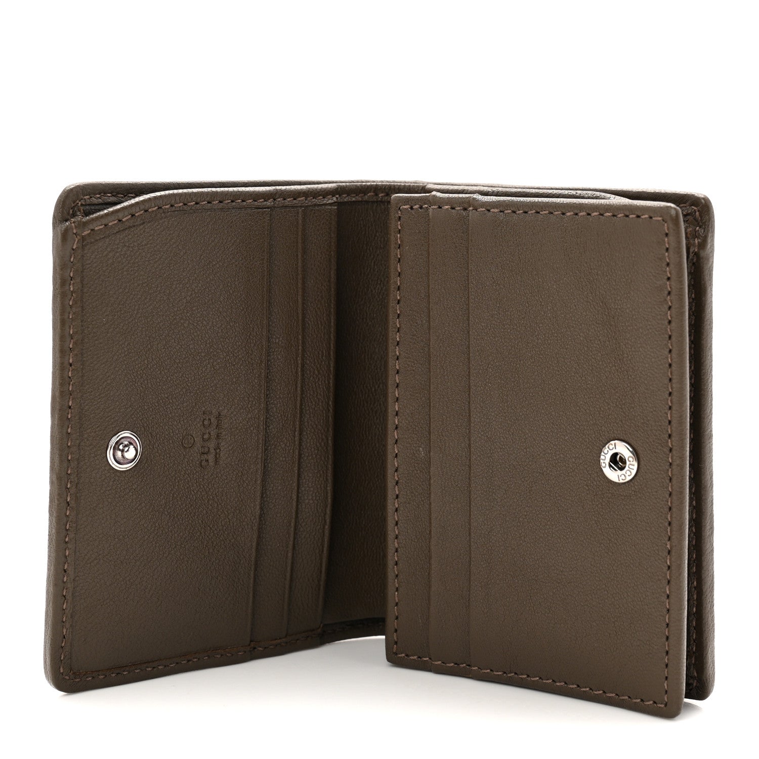 Sakai Be Green Calfskin Diagonal Stitched Blondie Card Case Wallet Craclet Brown