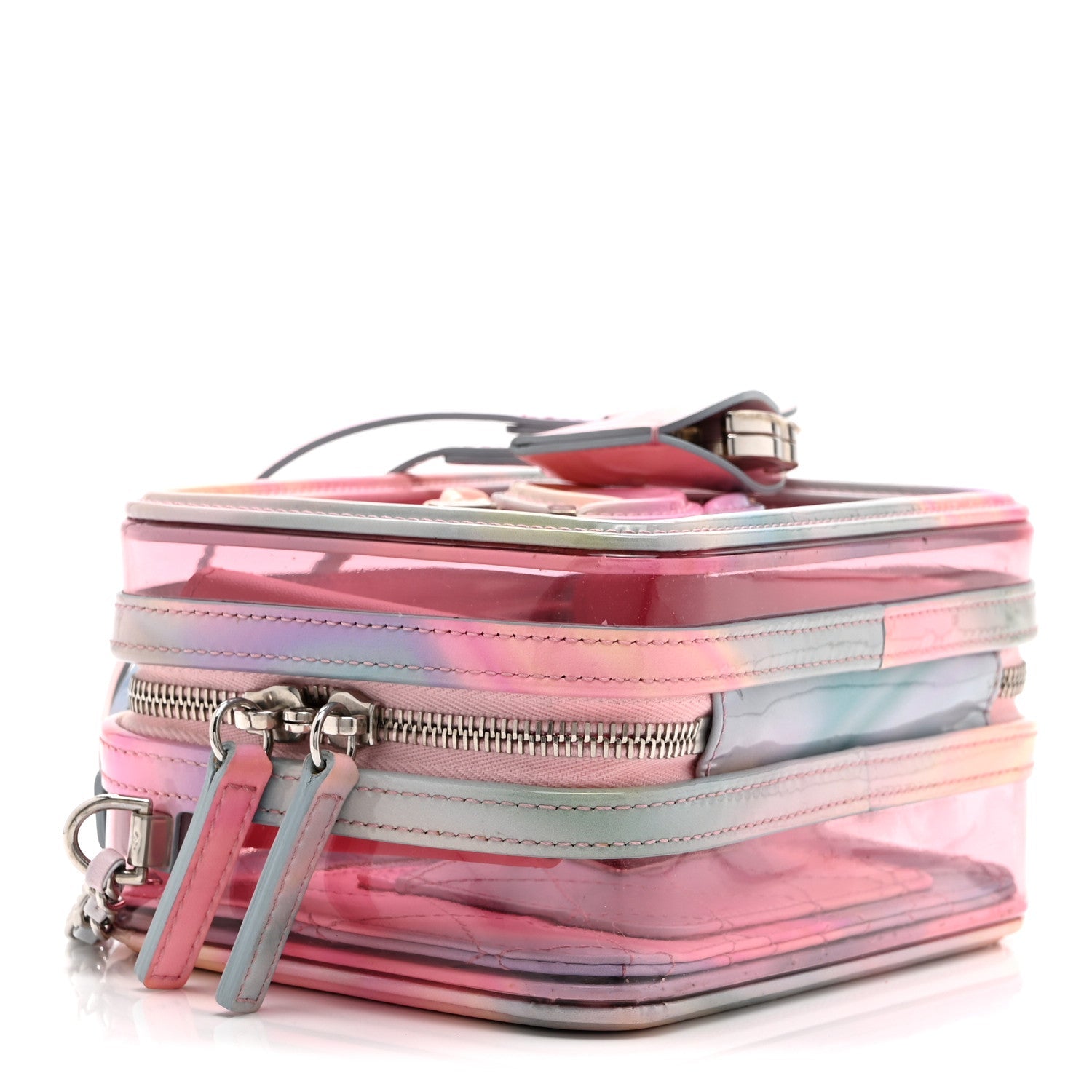 PVC Lambskin Filigree Small CC Filigree Vanity Case Pink Multicolor
