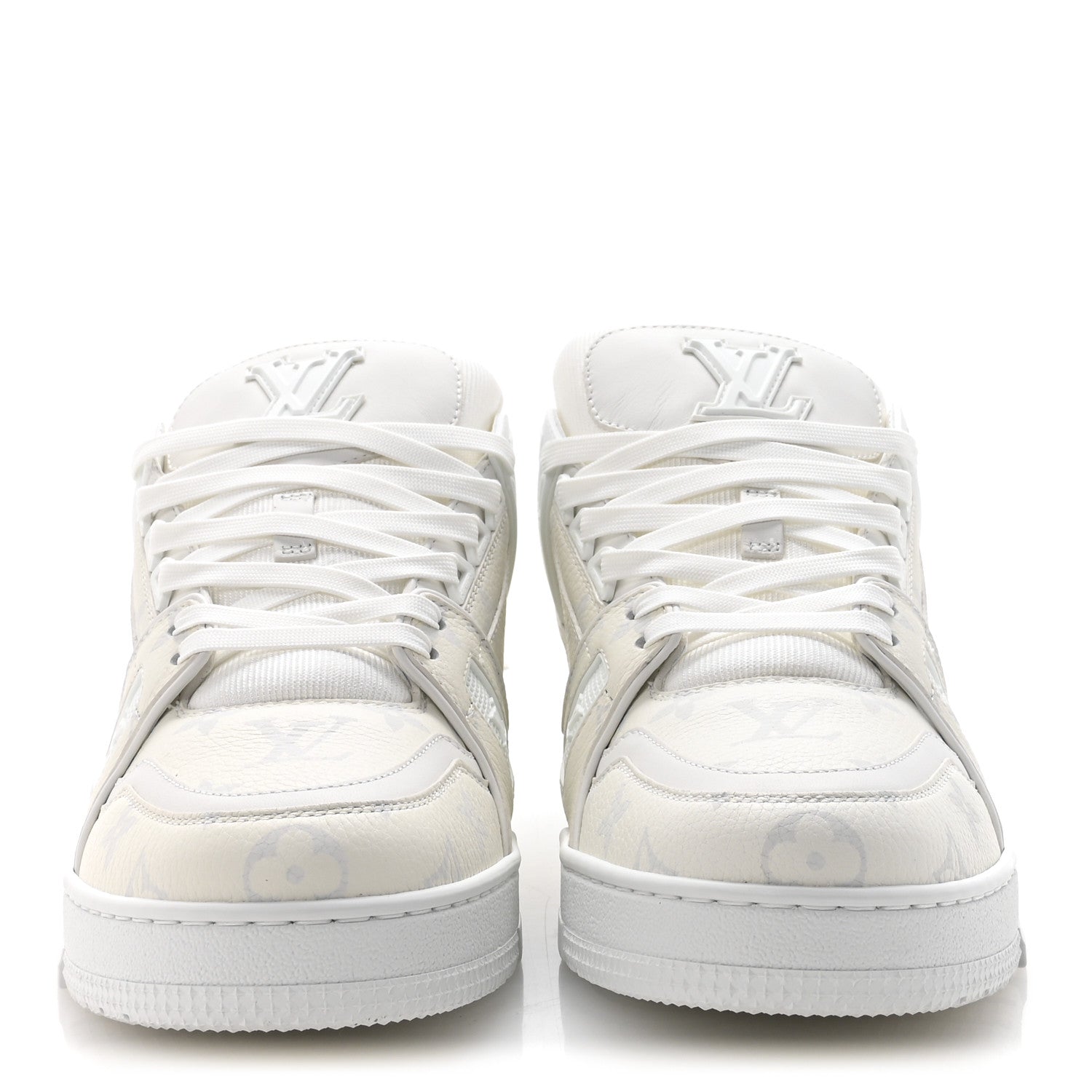 Calfskin Monogram Mens LV Trainer Sneakers 7 White