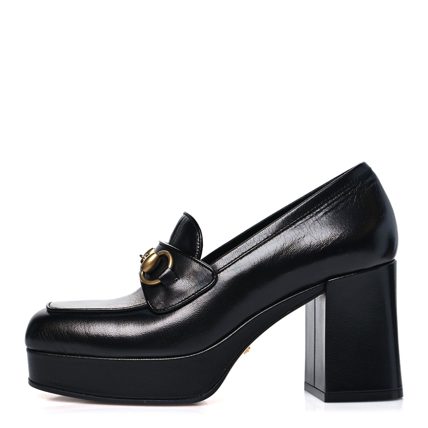 Goatskin Houdan Mid Heel Platform Loafers 36.5 Black