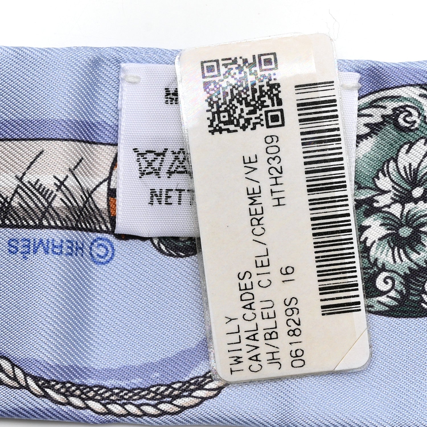 Silk Cavalcades Twilly Bleu Ciel Creme Vert