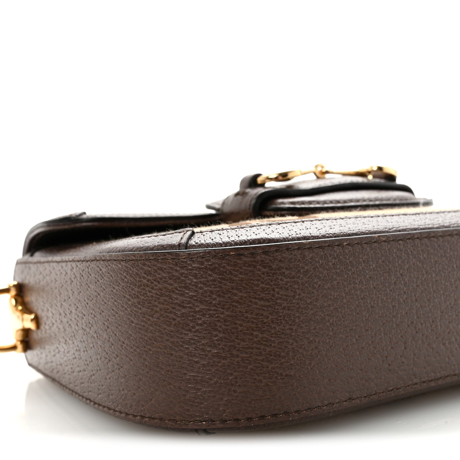 Monogram Jumbo GG Textured Dollar Calfskin Web Mini Horsebit 1955 Shoulder Bag Camel Ebony New Acero