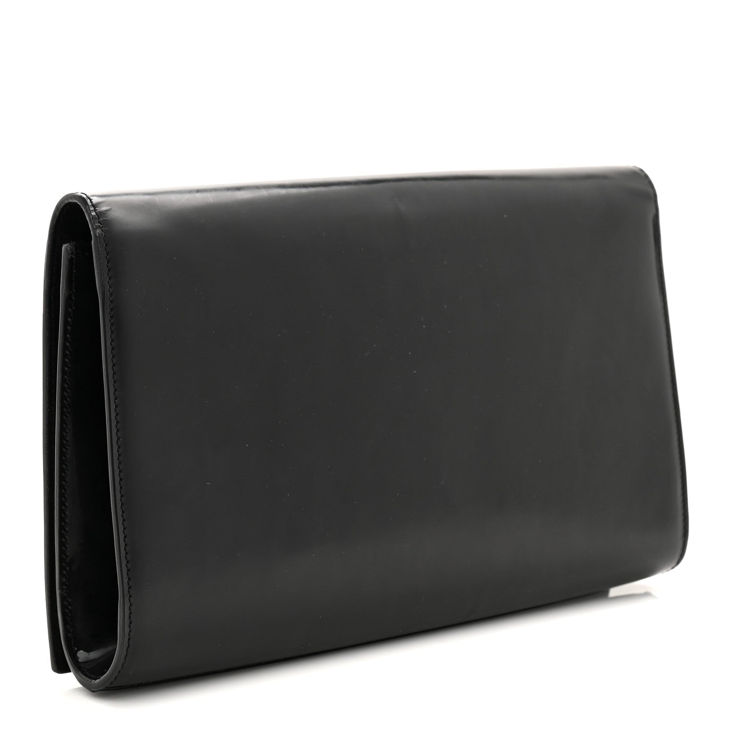 Patent Calfskin Monogram Large Belle De Jour Clutch Black