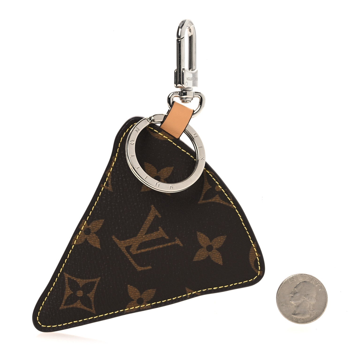 Calfskin Monogram Printed Pizza Bag Charm Key Holder