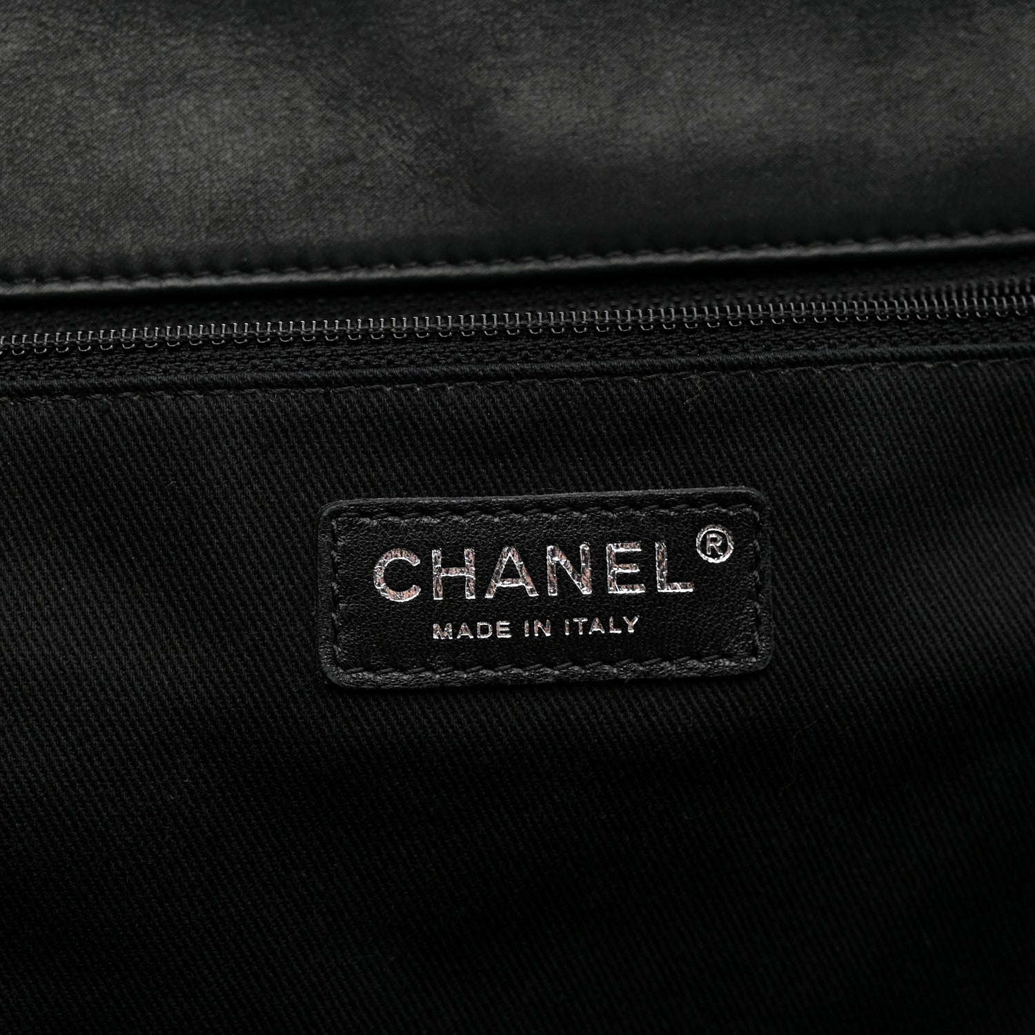 Crumpled Calfskin Iridescent Calfskin Hidden Chain Large Quilted Shopping Tote Black