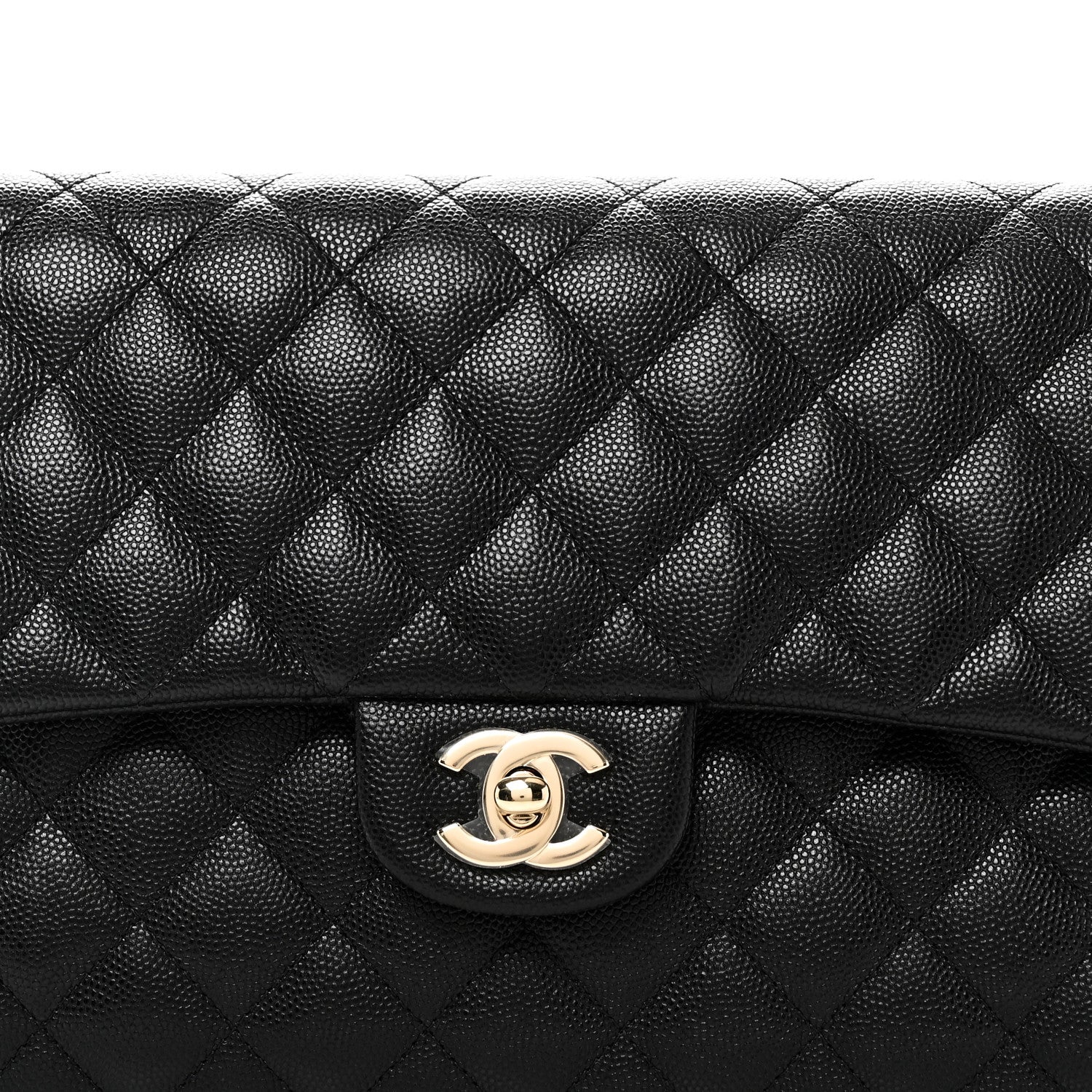 Caviar Quilted Flap Clutch Black