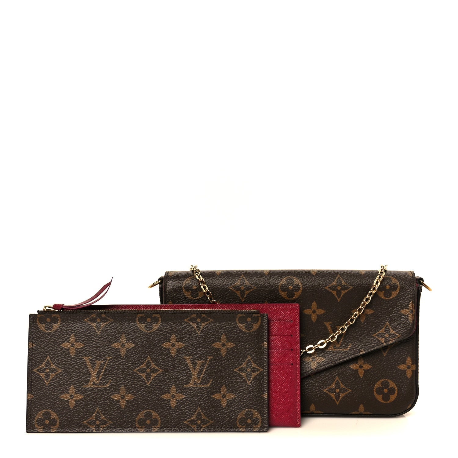 Monogram Pochette Felicie Chain Wallet Fuchsia