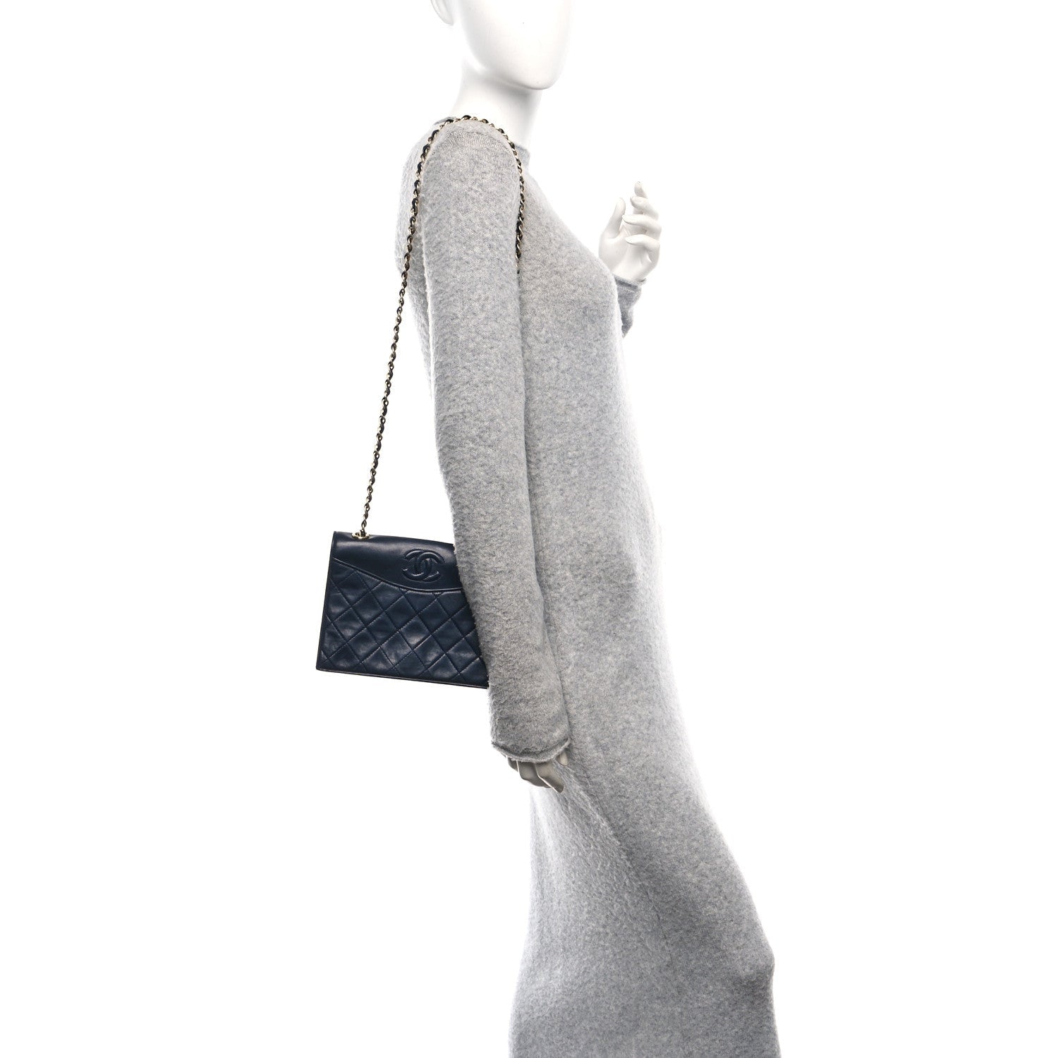 Lambskin Quilted Timeless CC Small Single Flap Navy Blue
