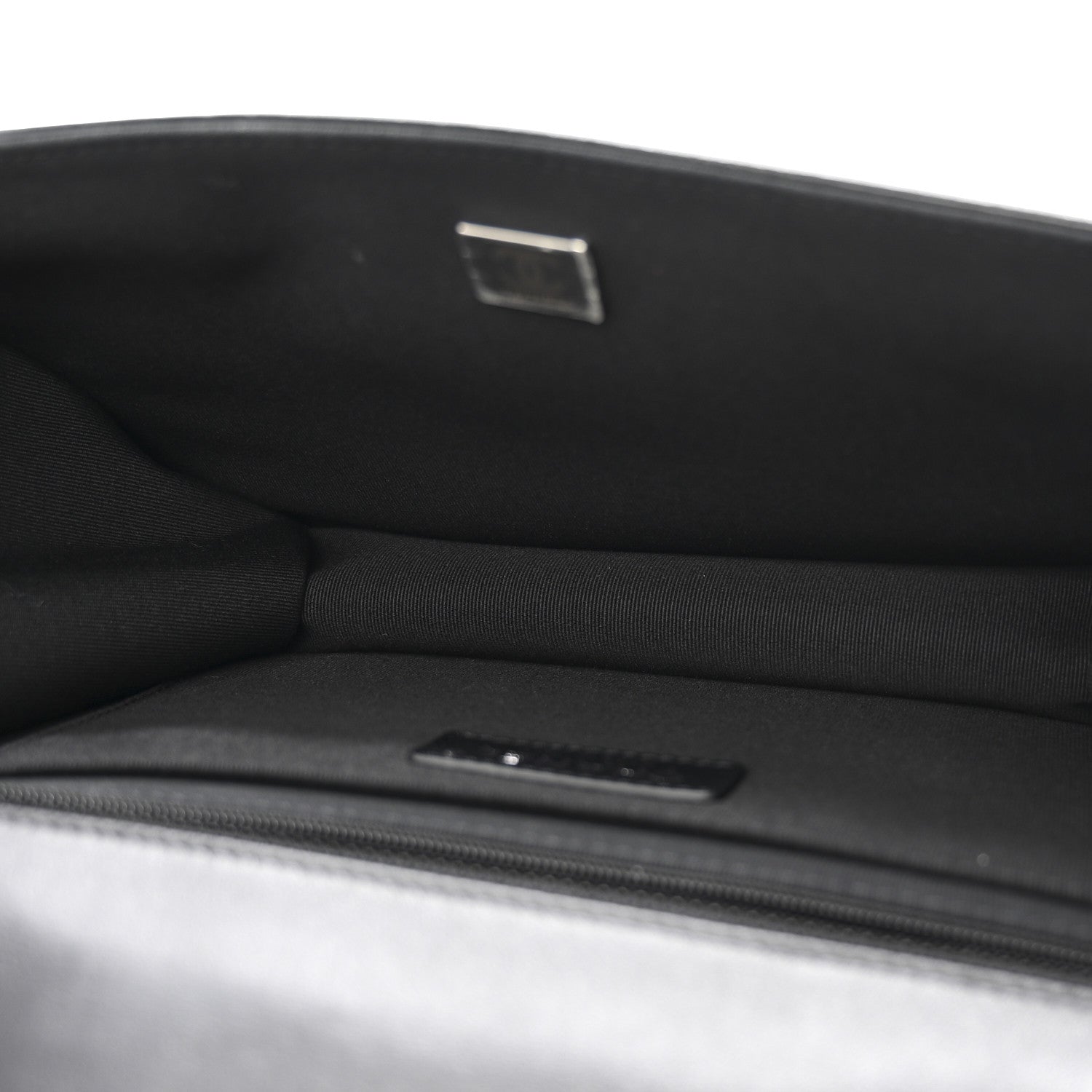 Shiny Crumpled Calfskin Quilted Large Double You Flap So Black