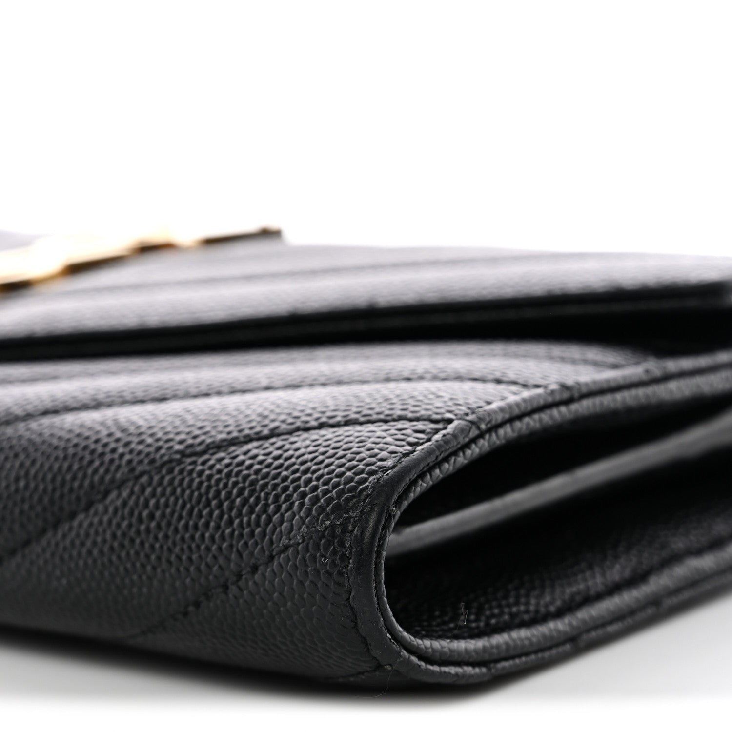 Grain De Poudre Matelasse Chevron Monogram Flap Wallet Black