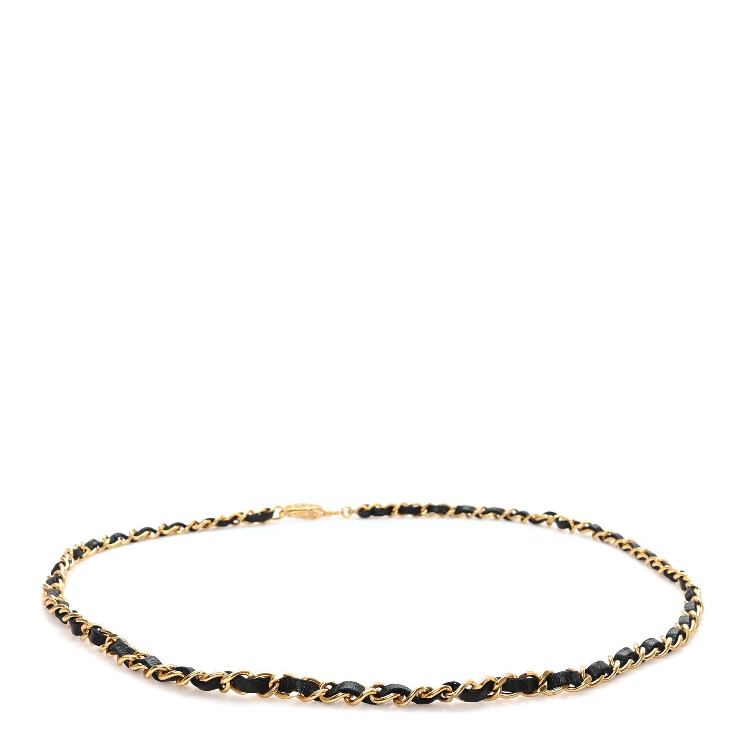Lambskin Chain CC Medallion Belt Black Gold