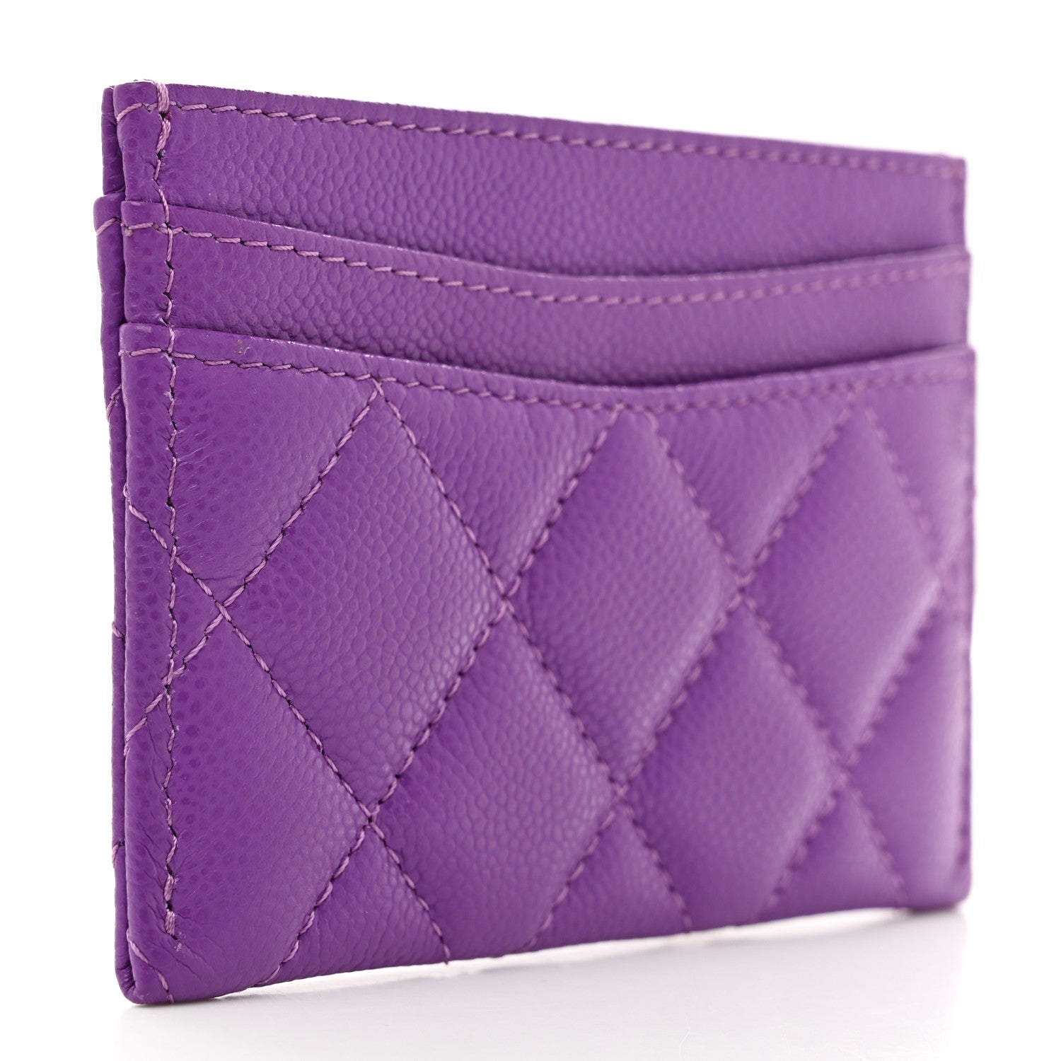 Caviar Quilted Card Holder Purple