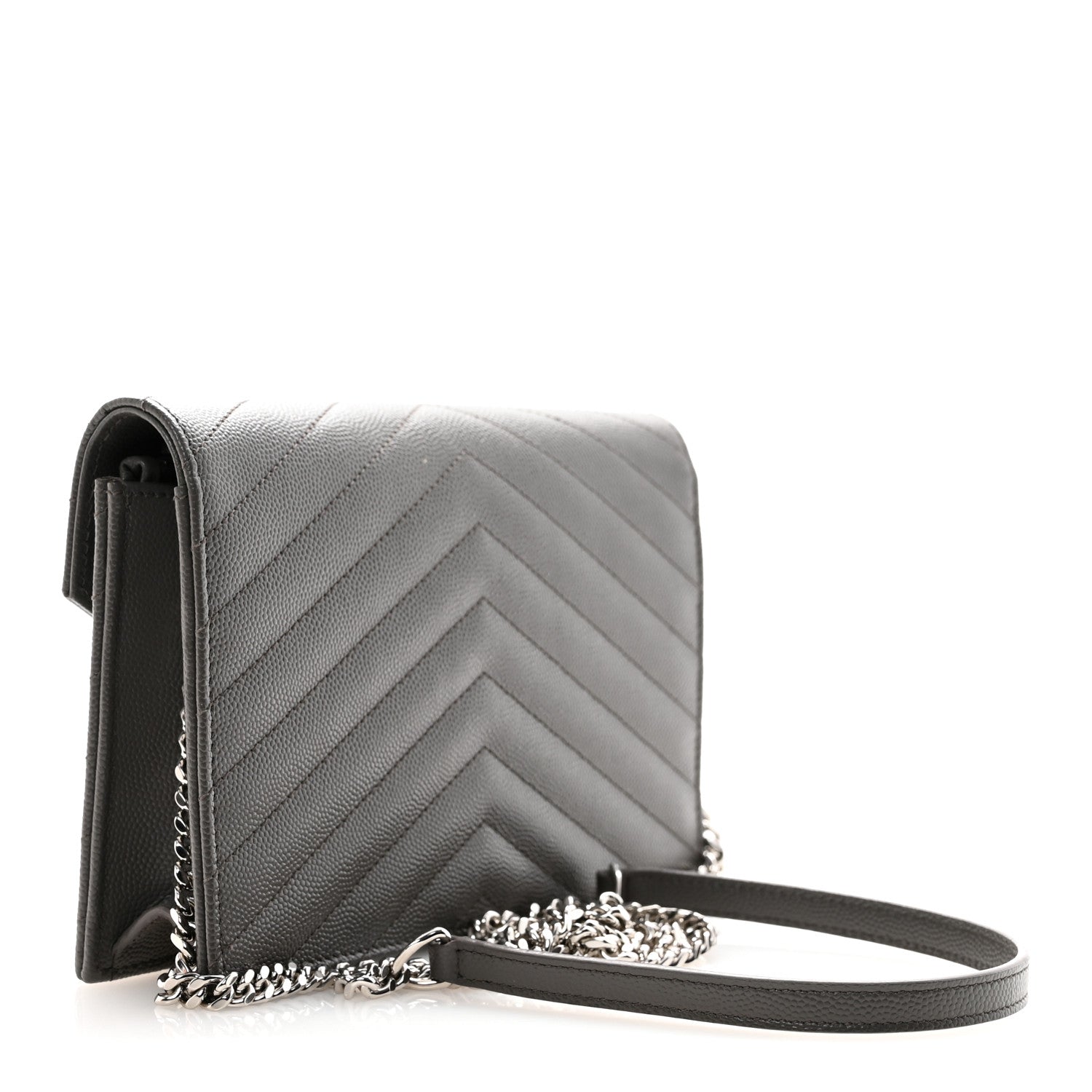 Grain De Poudre Matelasse Chevron Monogram Envelope Chain Wallet Earth