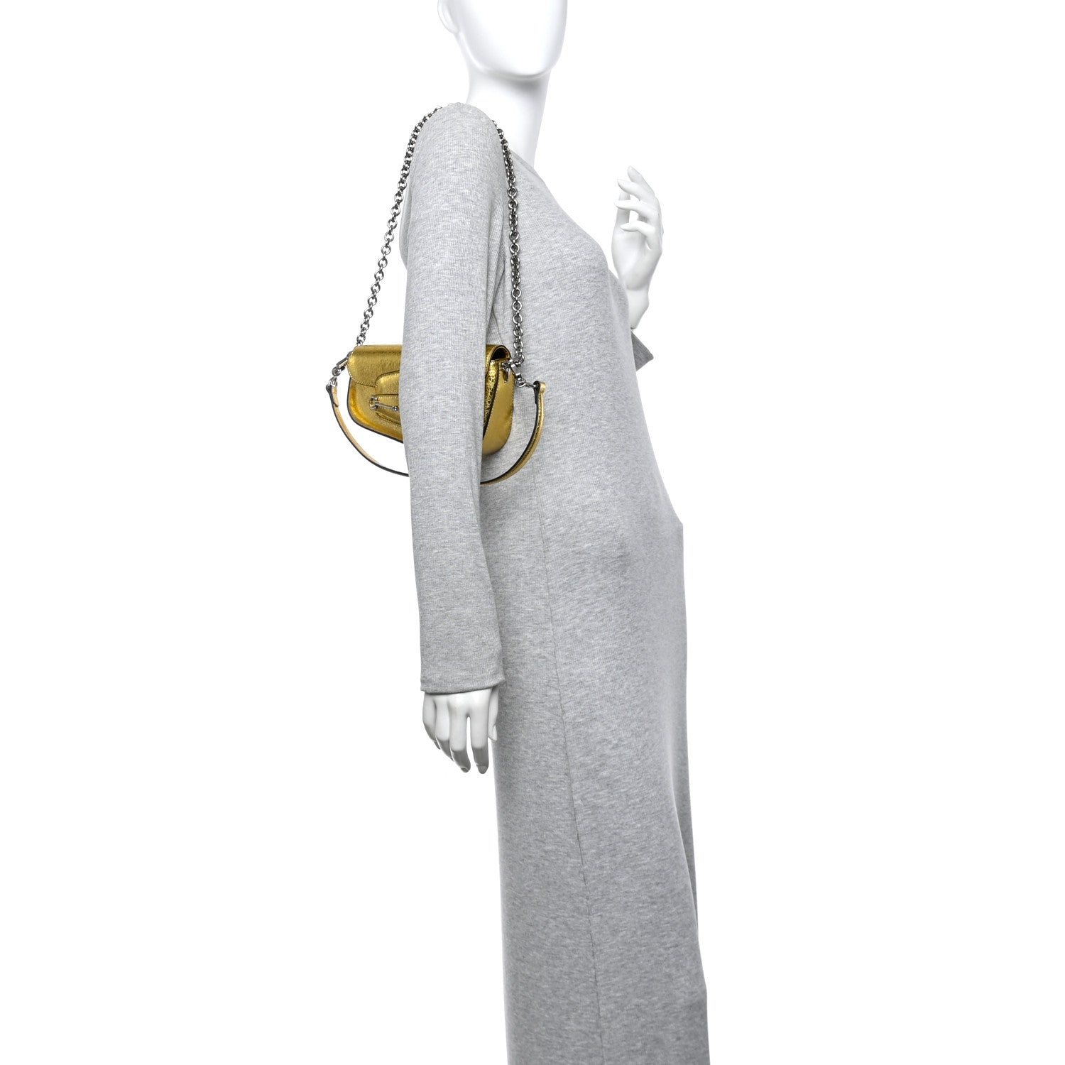 Metallic Calfskin Mini Horsebit 1955 Asymmetric Shoulder Bag Gold