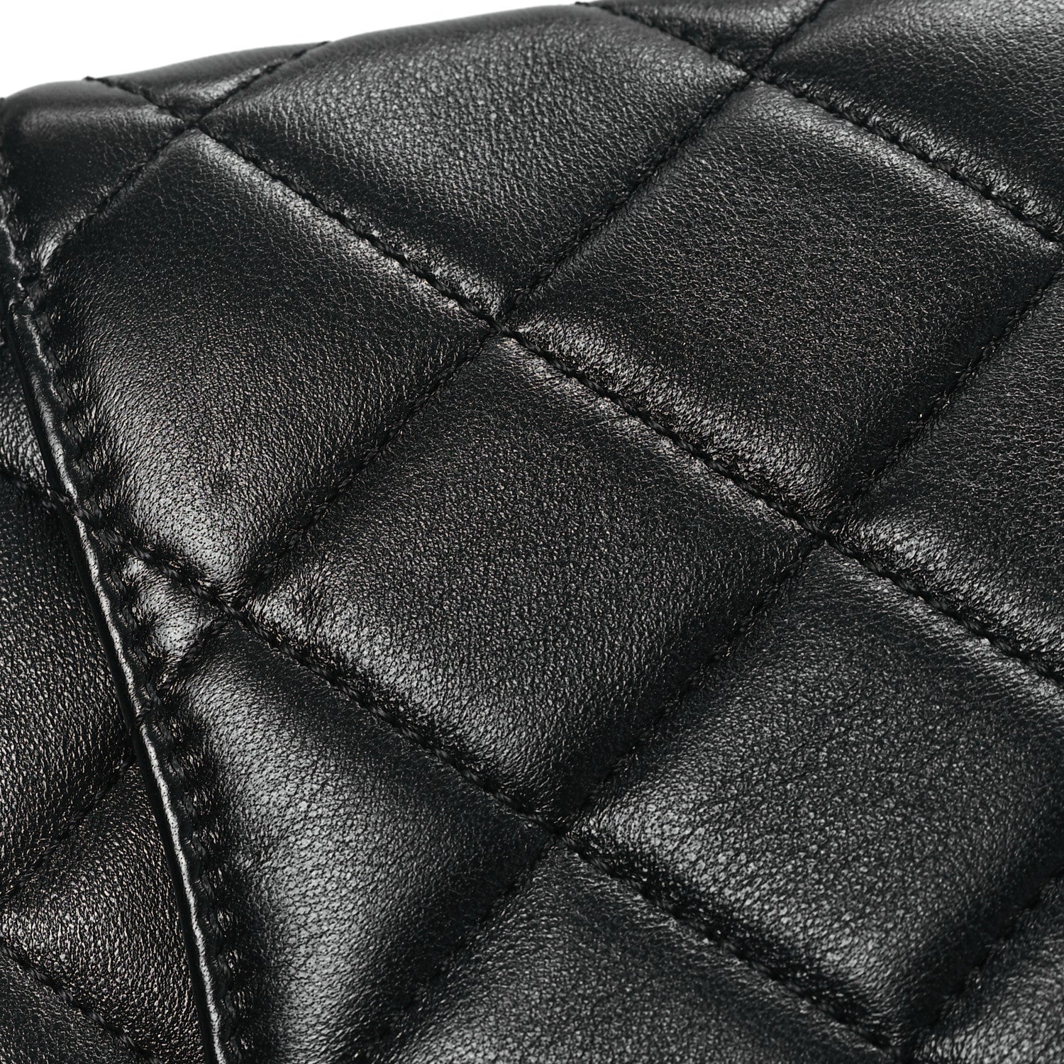 Shiny Lambskin Quilted Enamel CC Mini Flap Black