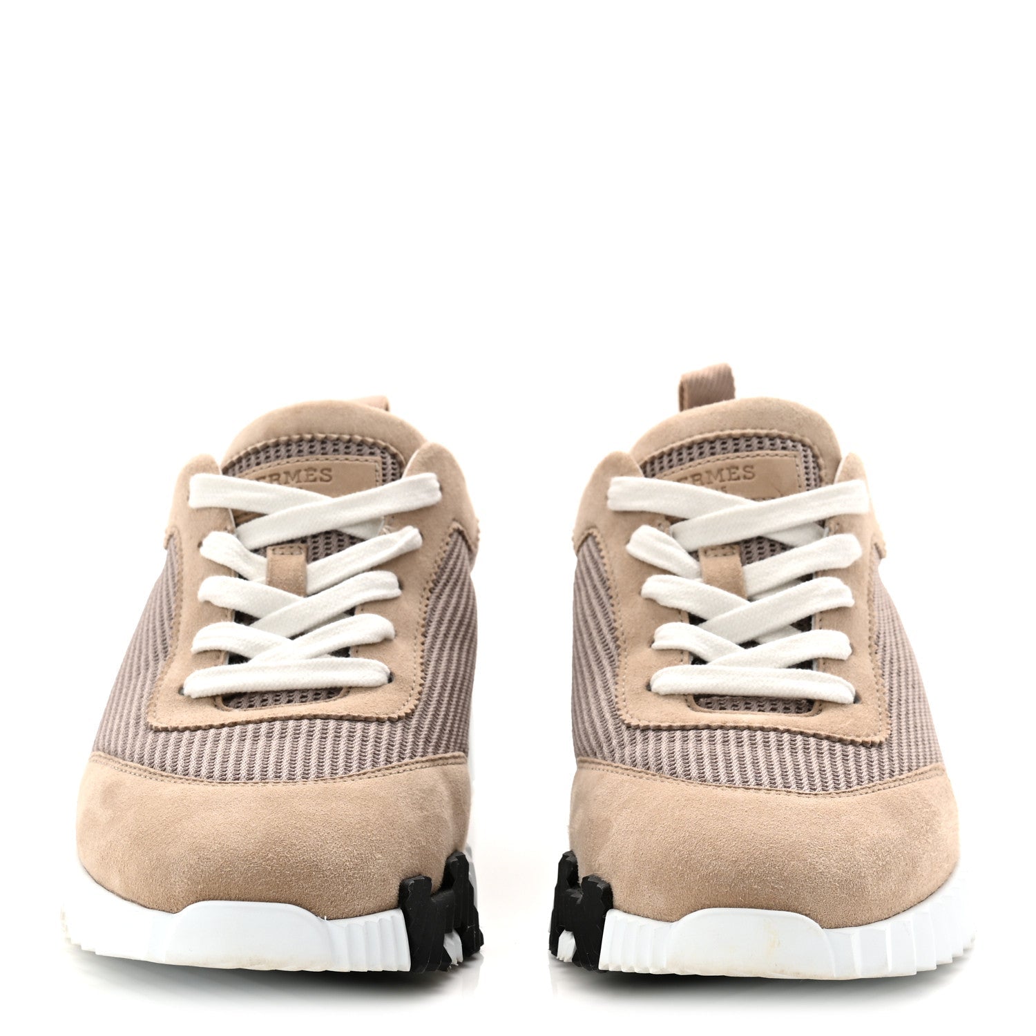Textured Mesh Suede Goatskin Bouncing Sneakers 37.5 Beige Camel