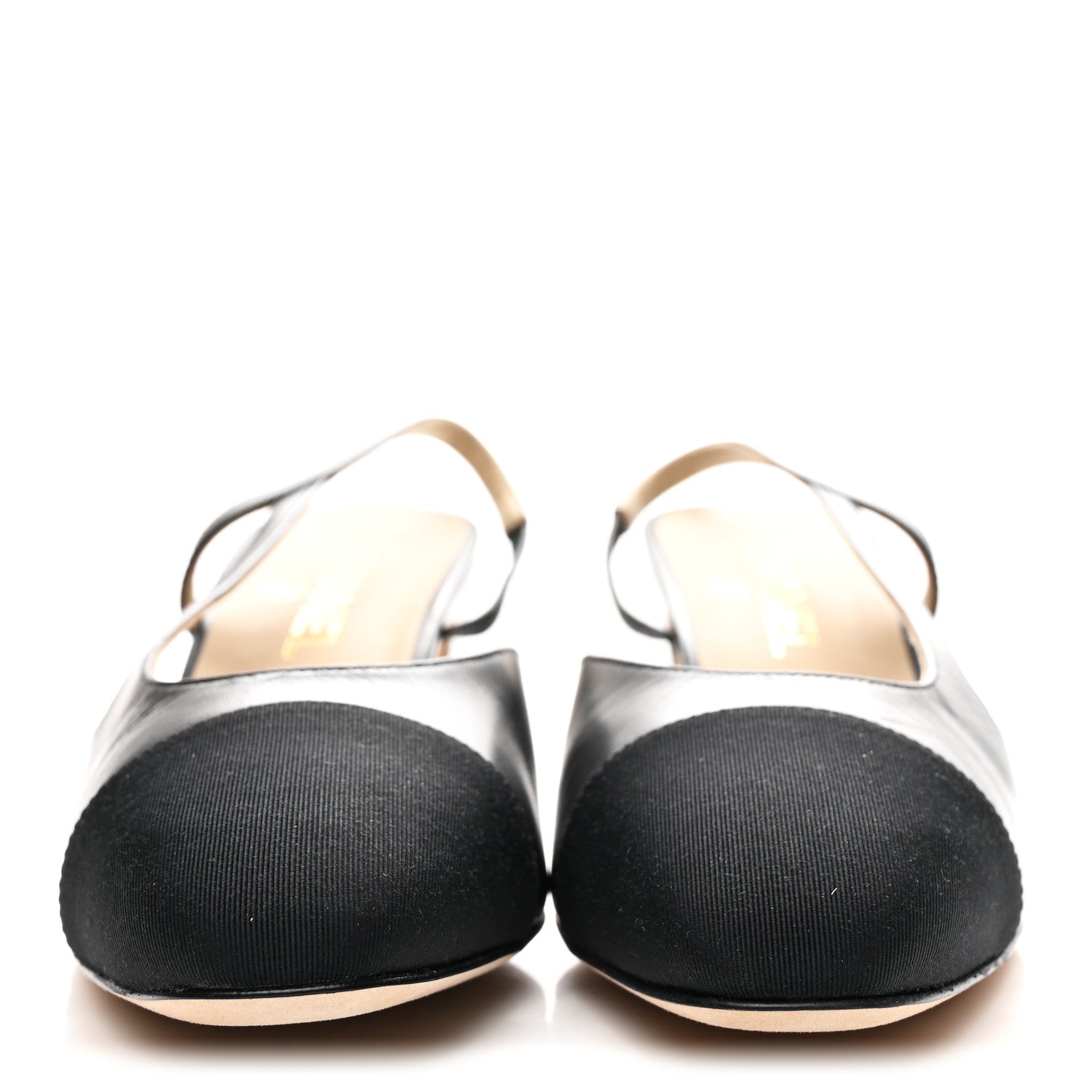 Goatskin Grosgrain Cap Toe CC Slingback Pumps 40.5 Black