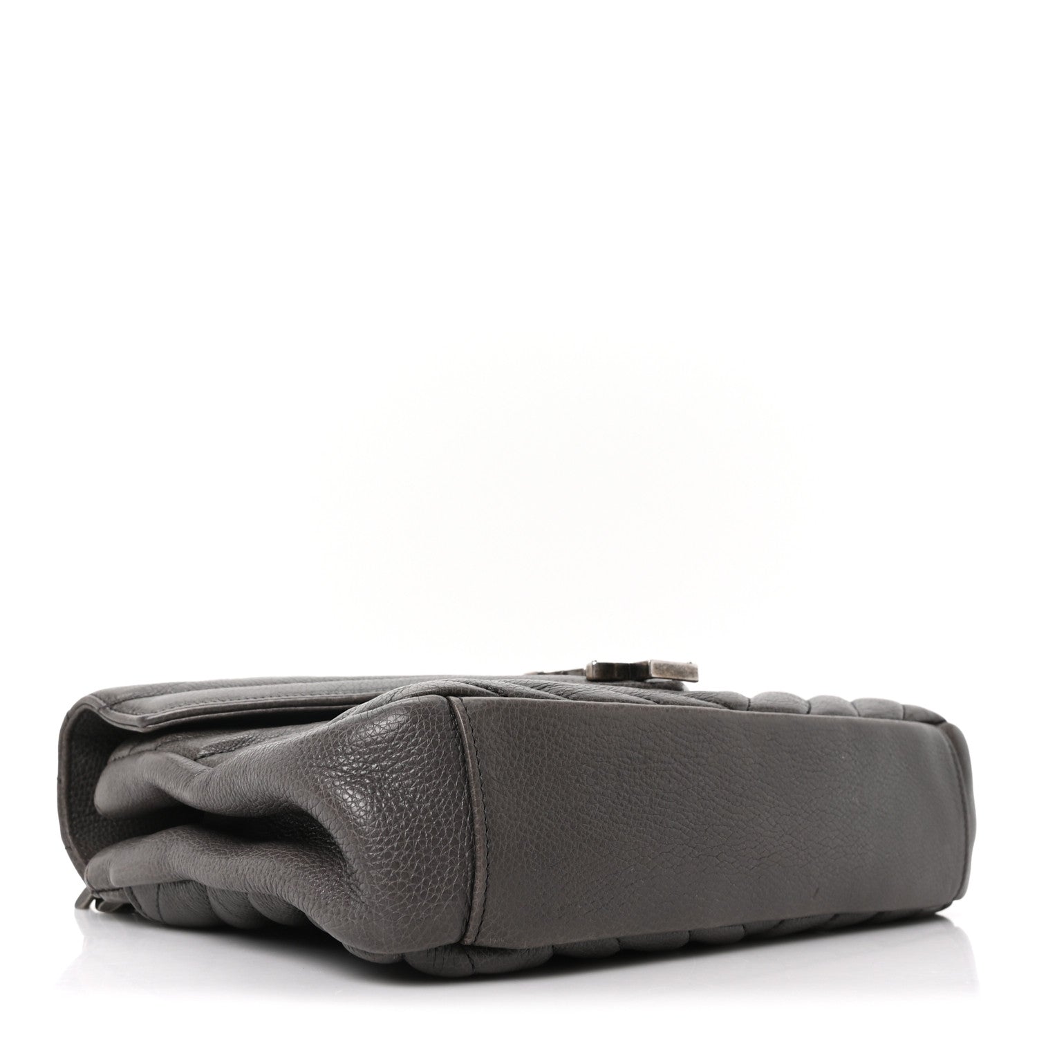 Sheepskin Matelasse Chevron Monogram Medium College Bag Asphalt