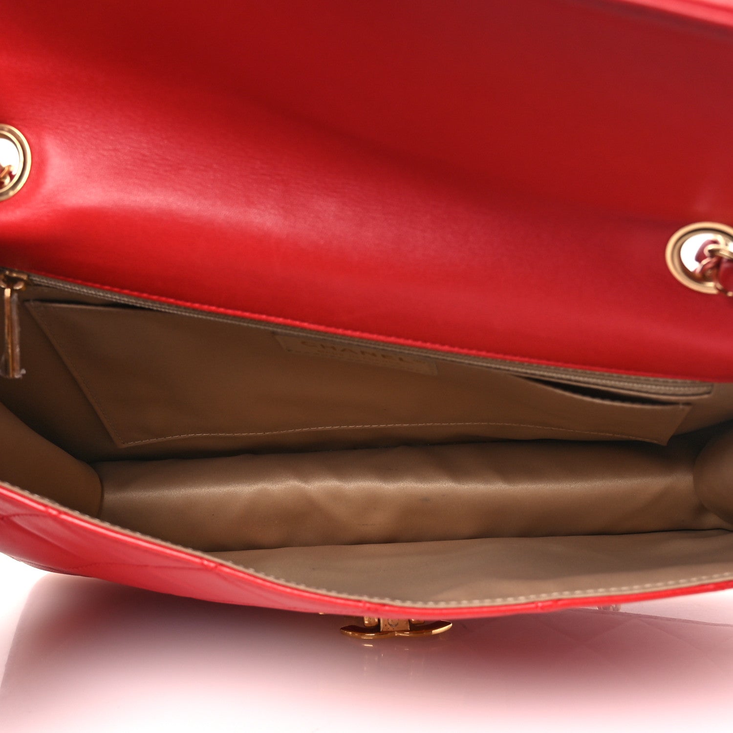 Lambskin Quilted Large Golden Class Flap Red