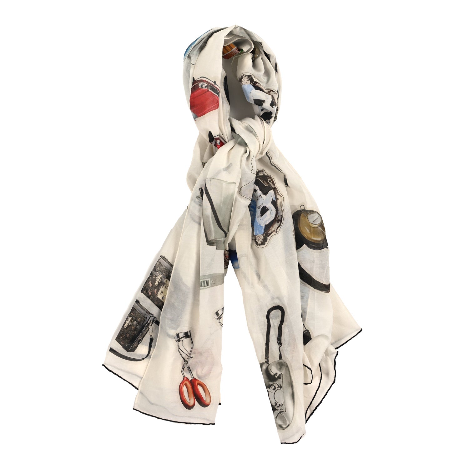 Cotton Silk Stickers Animation Stole White