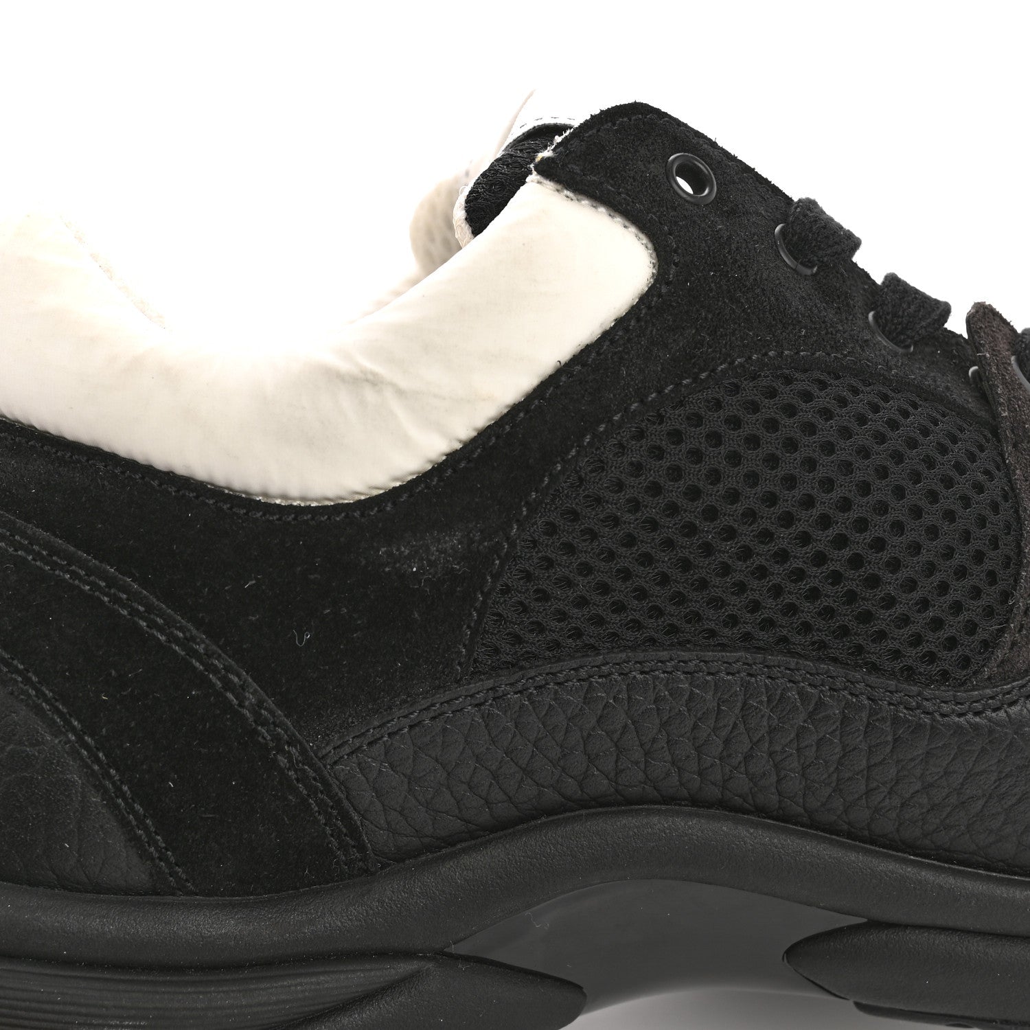 Mesh Suede Grained Calfskin Womens CC Sneakers 39.5 Black White
