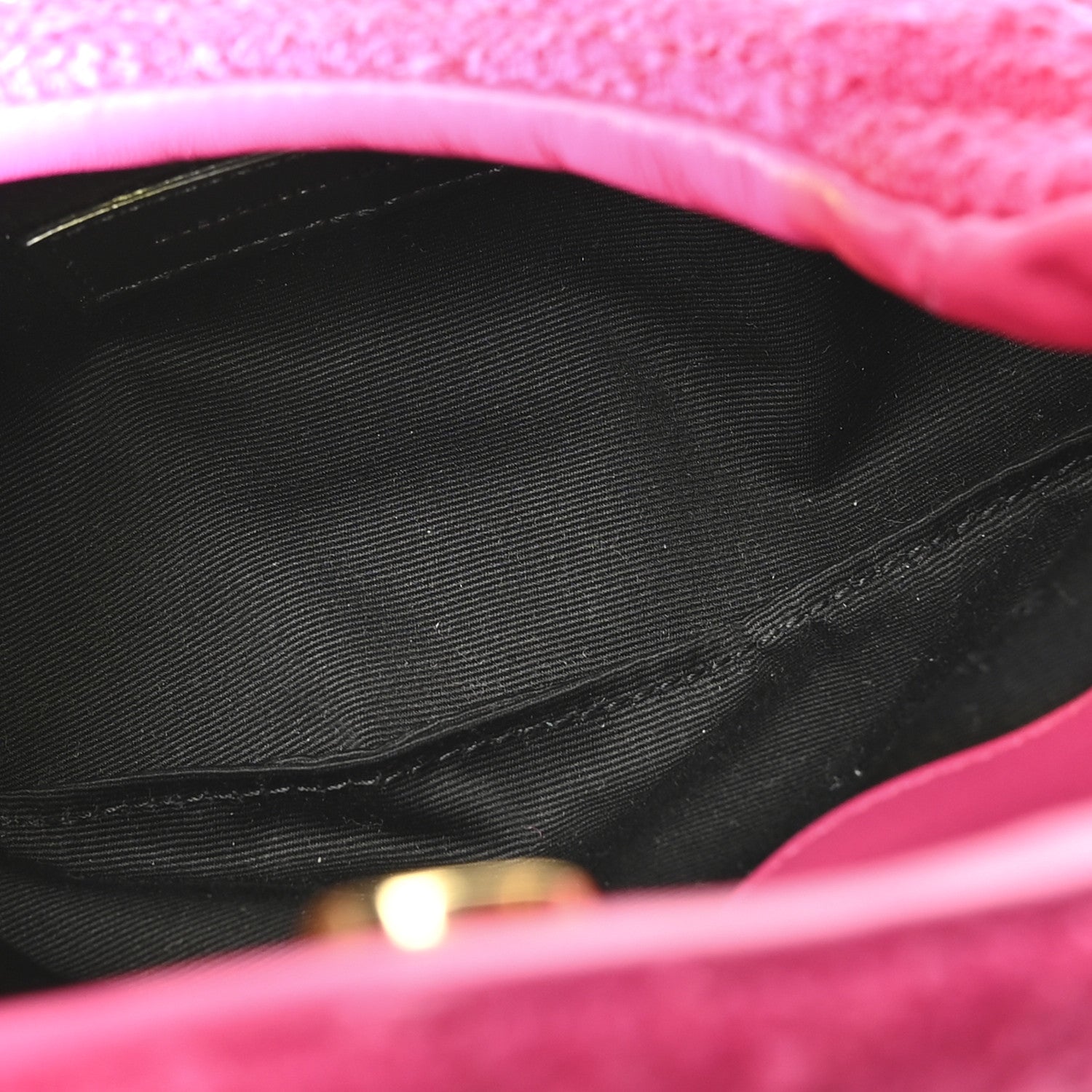 Boucle Tweed Quilted Loulou Puffer Monogram Pouch Clutch Magenta
