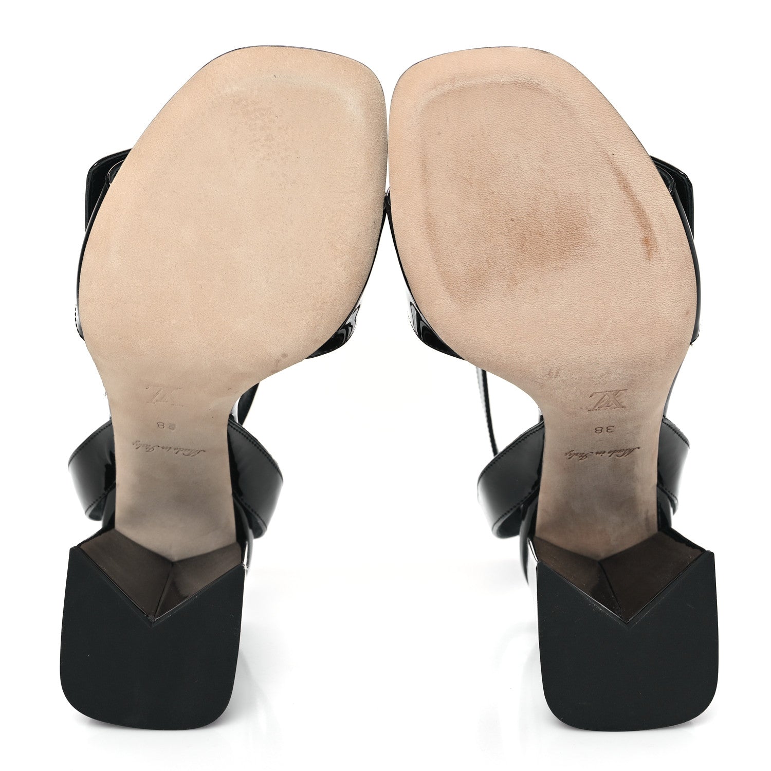 Patent Calfskin Shake Sandals 38 Black