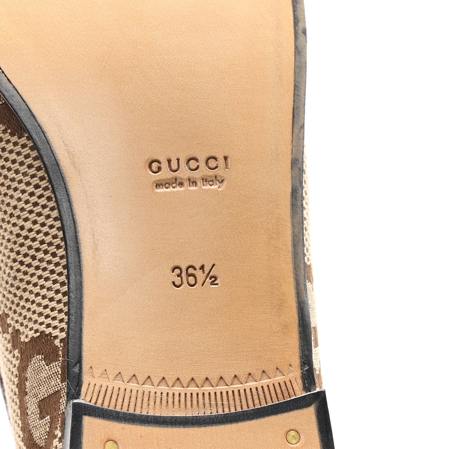Monogram Jumbo GG Malaga Kid Horsebit Womens Jordaan Loafers 36.5 Beige Ebony New Acero